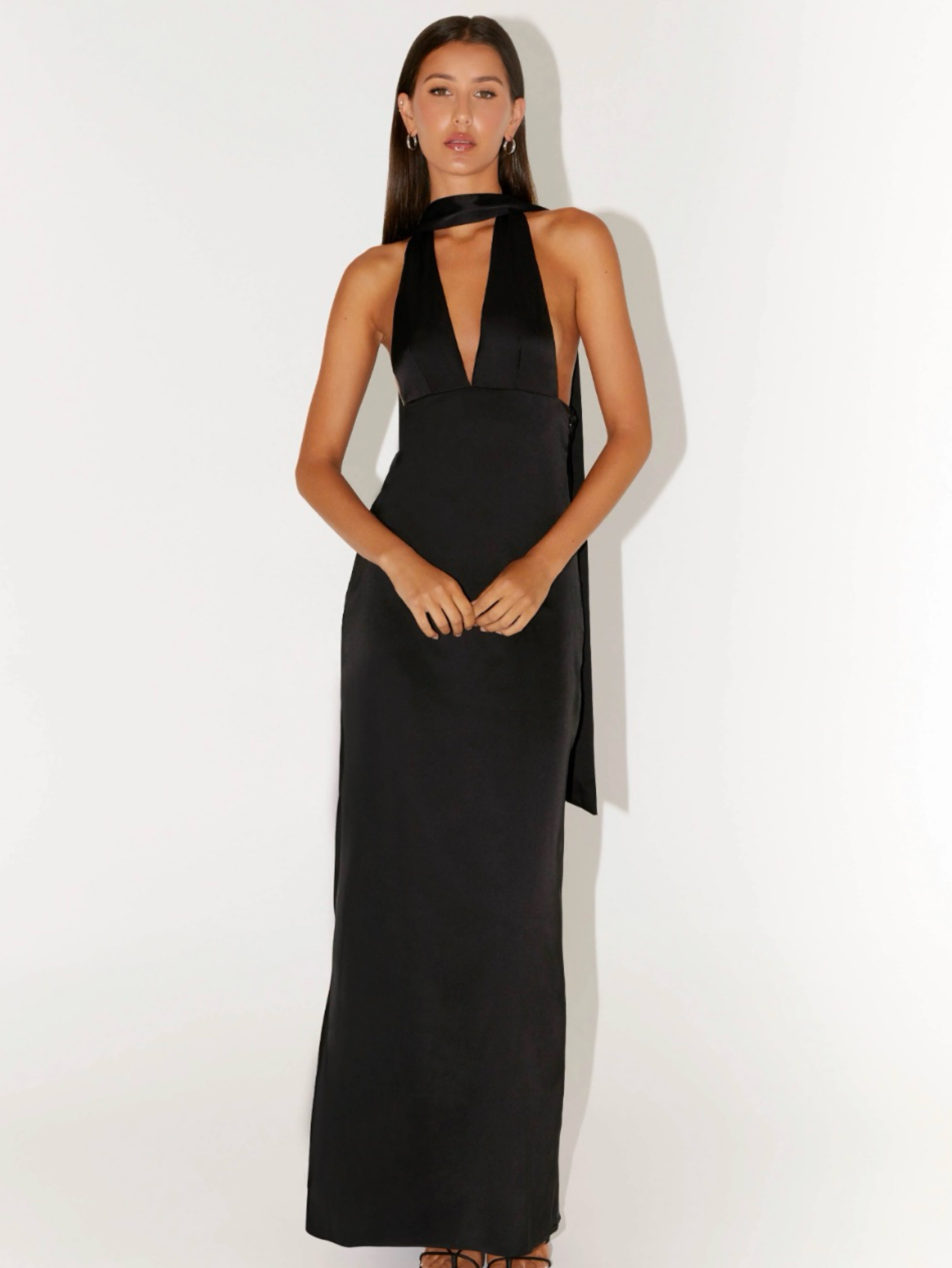 peppermayo black dress Maxi Dress! Size 4 NWT Back neck tie Elle Maxi Dress - Black