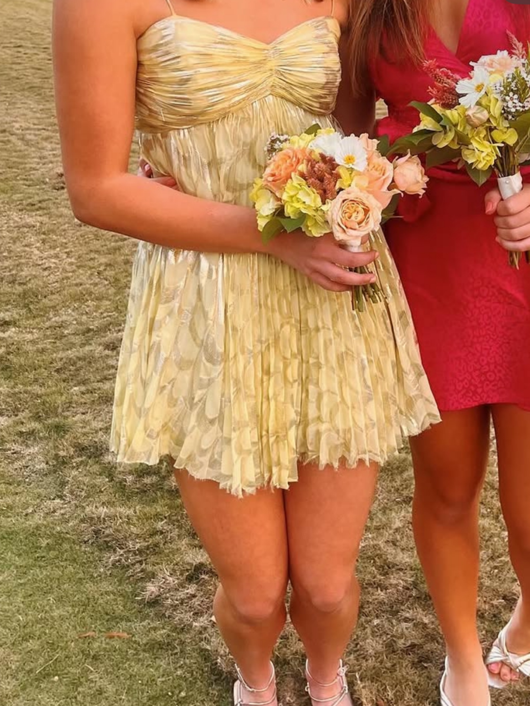 Nicole Pleated Silk Minidress In Yellow by Delfi Collective