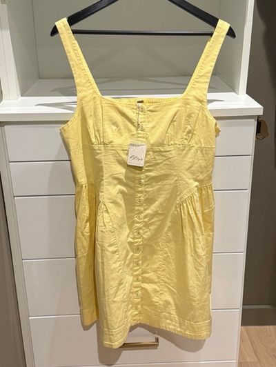 astrid oxford mini dress in banana cream free people Free People Banana Cream Oxford Mini Dress by Free People