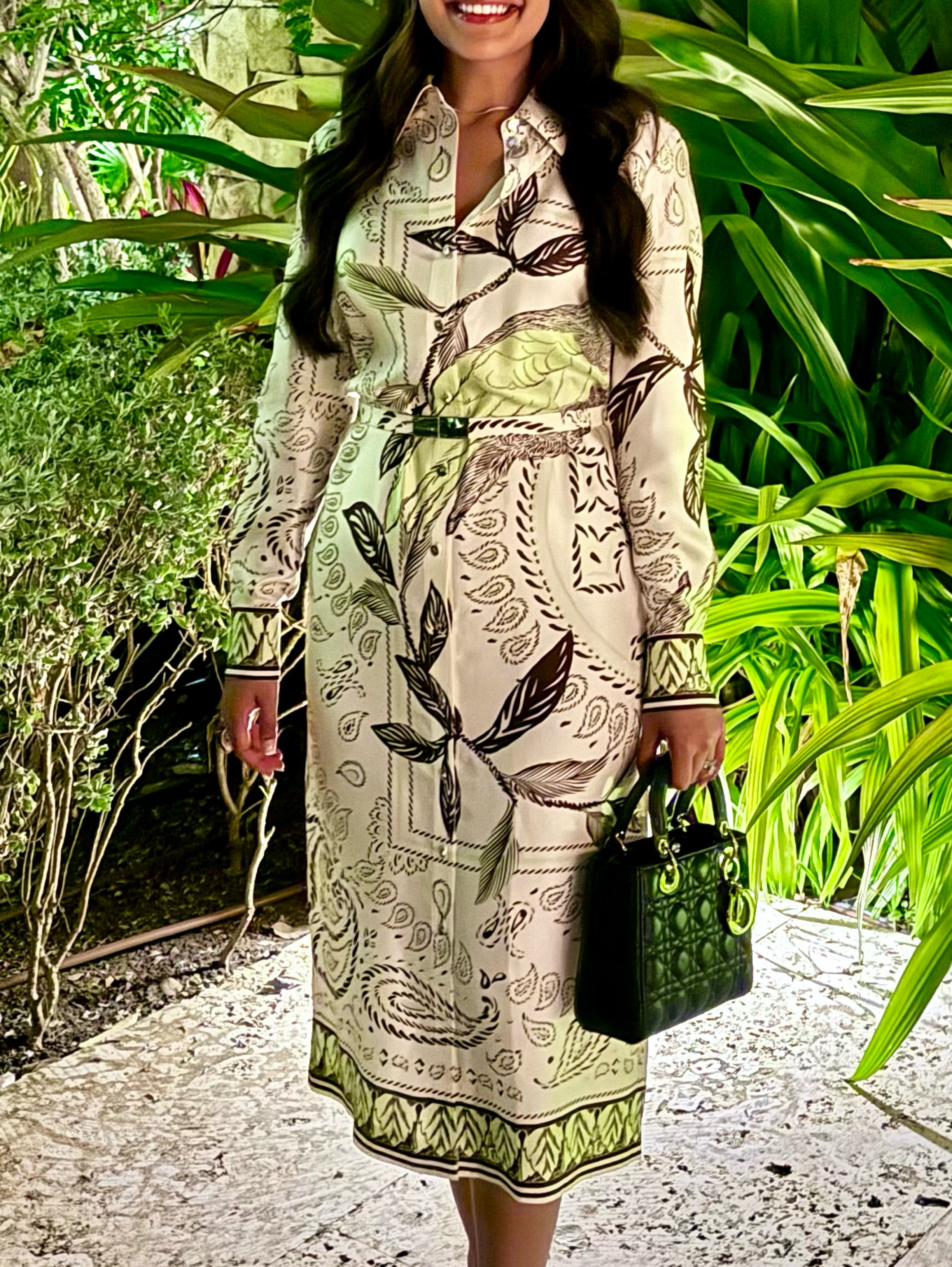 tory burch green silk dress Tory Burch Printed Silk ShirtDress by Tory Burch