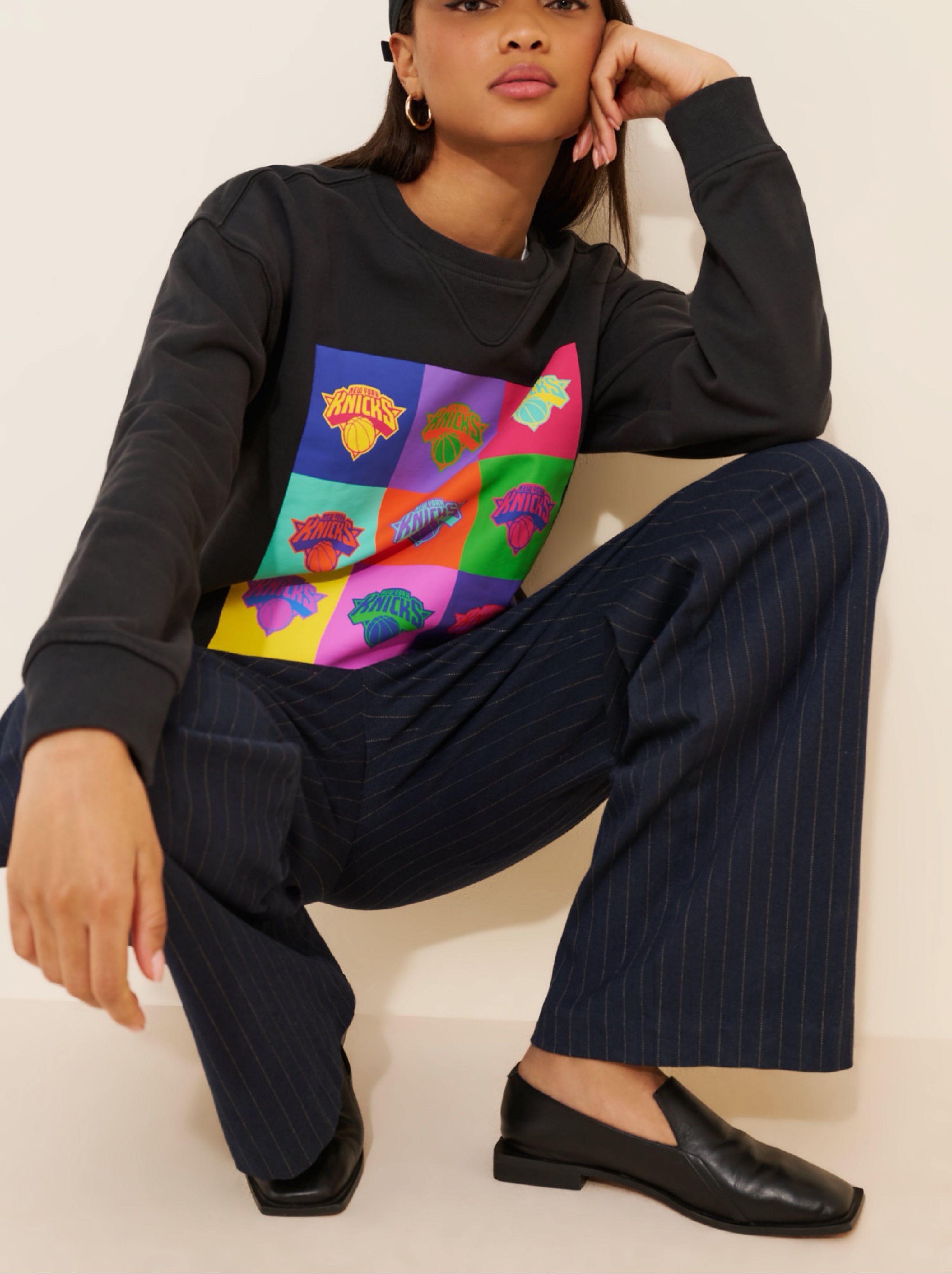 Knicks Technicolor Crewneck by Terez - Pickle