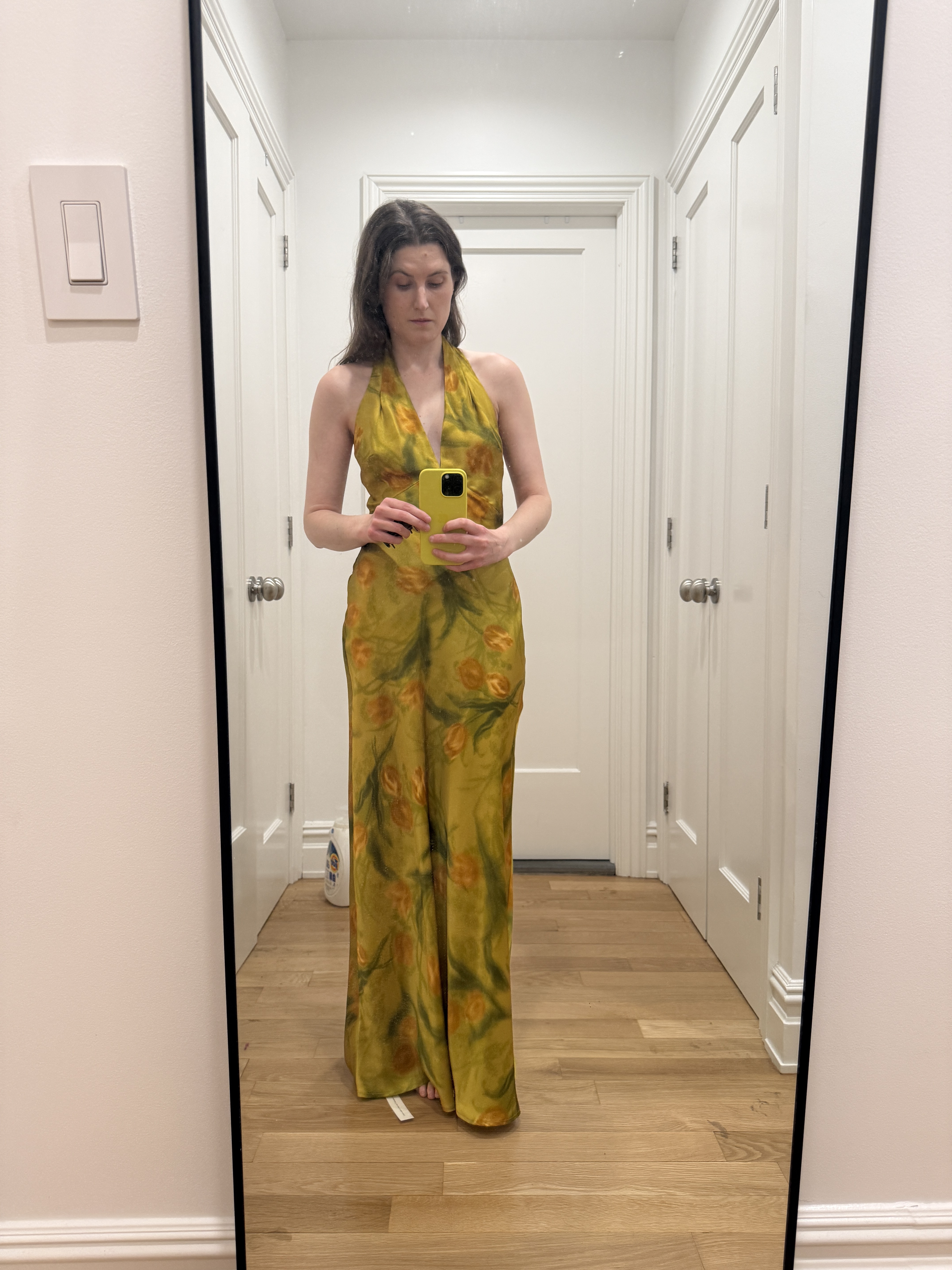 yellow floral silk dress Self-portrait Yellow Floral Silk Buttoned Midi Dress