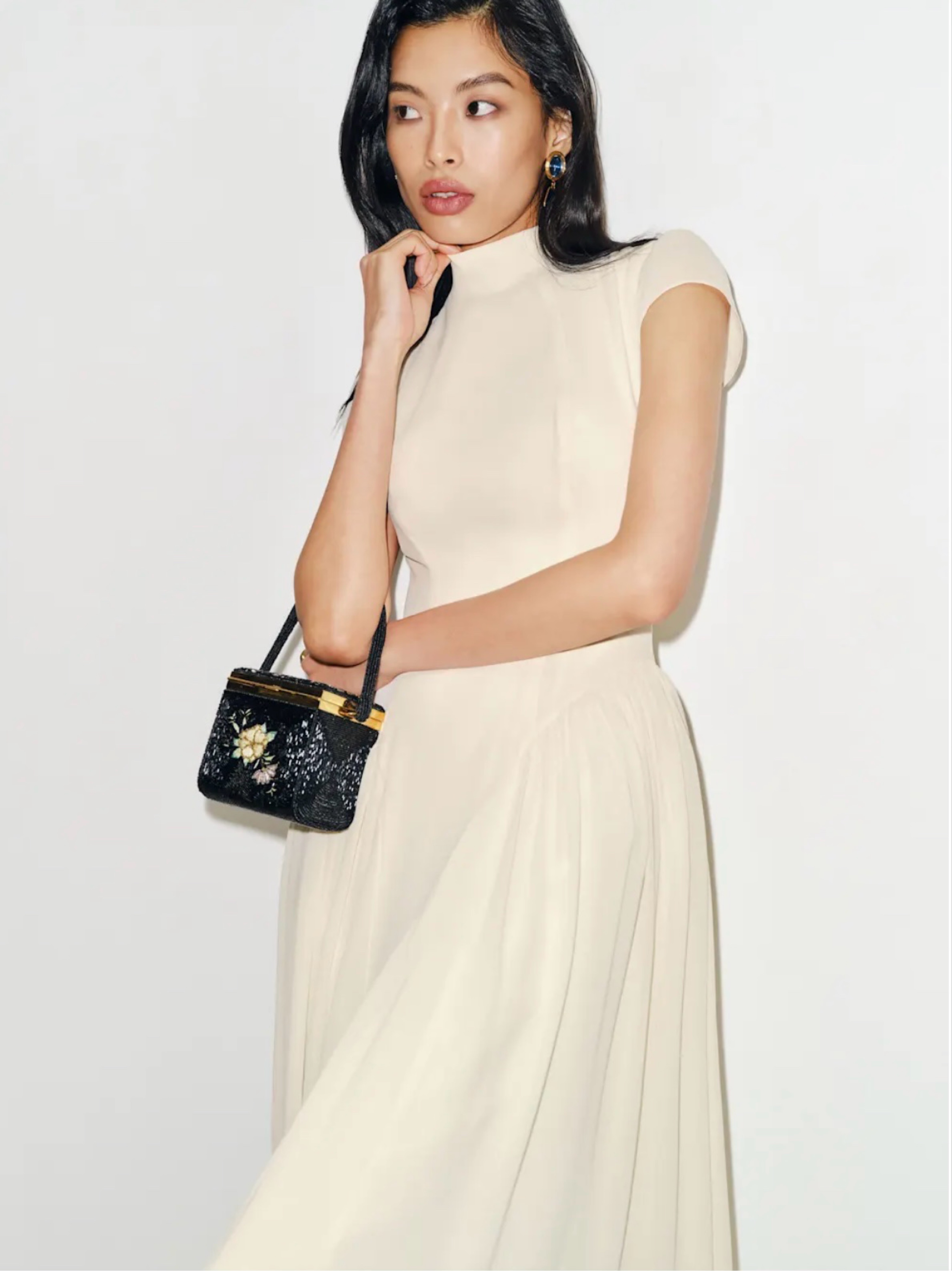 reformation pleated dress Cream Pleated Midi Reformation Dress by Reformation