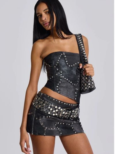 Jaded LNDN Onyx Studded Pleated Skirt by Jaded London | Pickle
