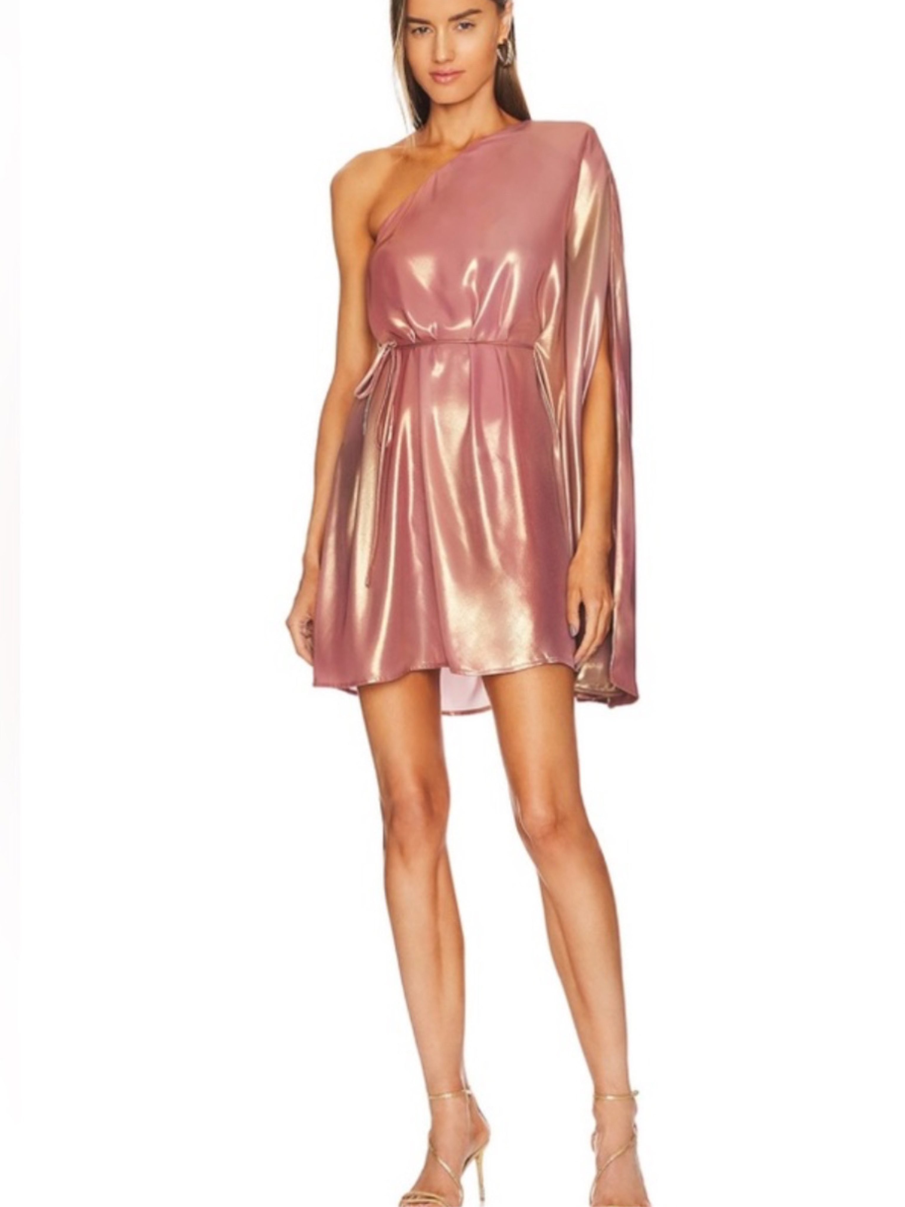 michael costello one shoulder dress Michael Costello x Revolve Harrison Gold One Shoulder Drape Wrap Mini Dress