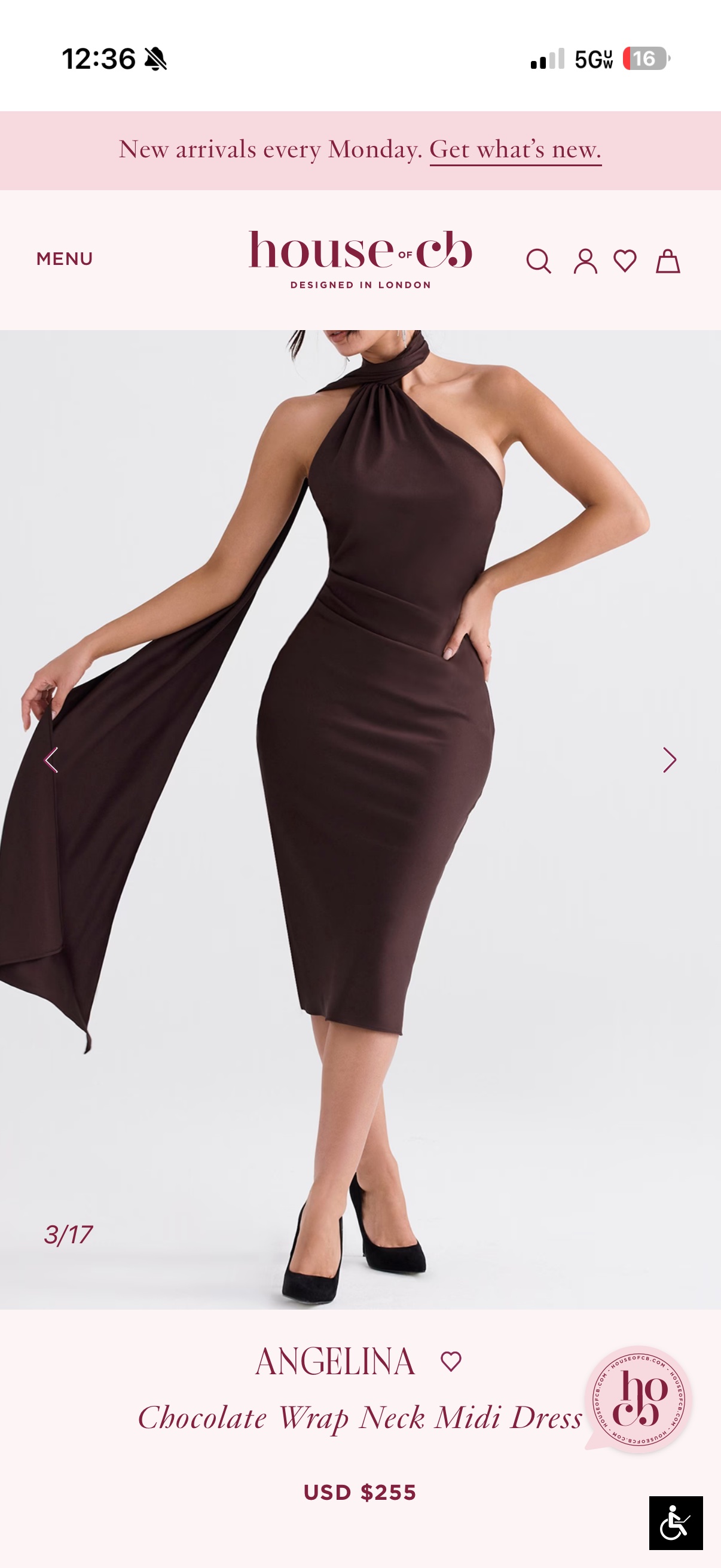 House of CB Angelina Chocolate Wrap Neck Midi Dress