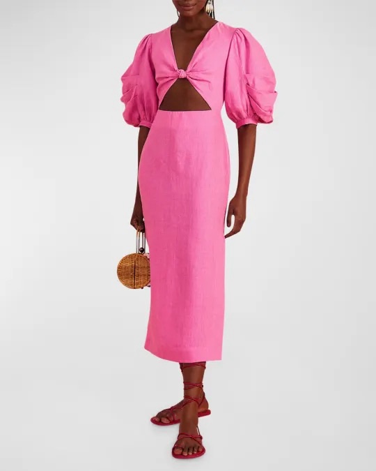 Farm Rio Pink Cutout Midi Dress