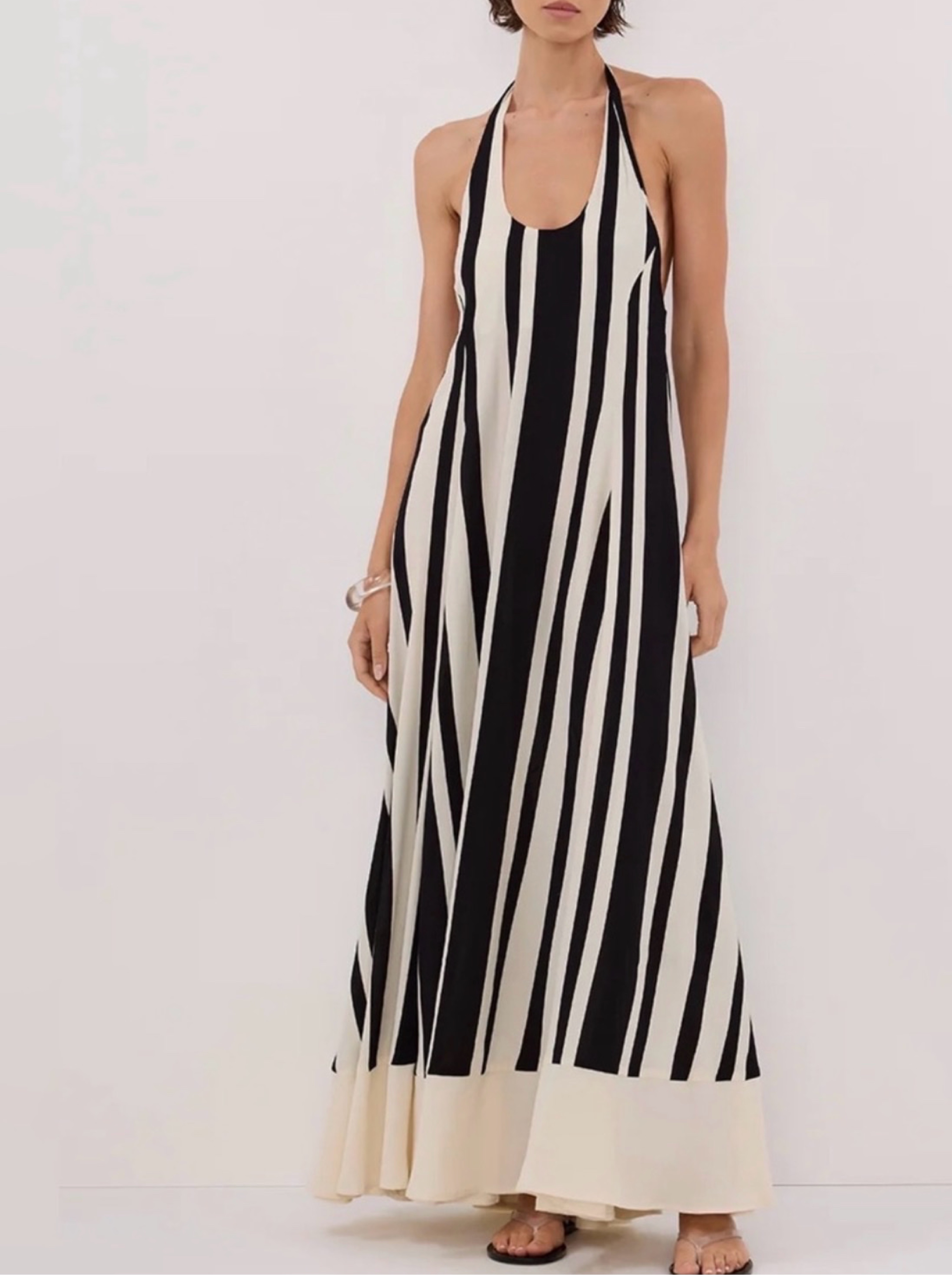dissh black and white dress Cream Striped Halter Maxi by Dissh Concealed button closure at kleur-zwart Womens Jolie Moi Yellow Days:6 Days