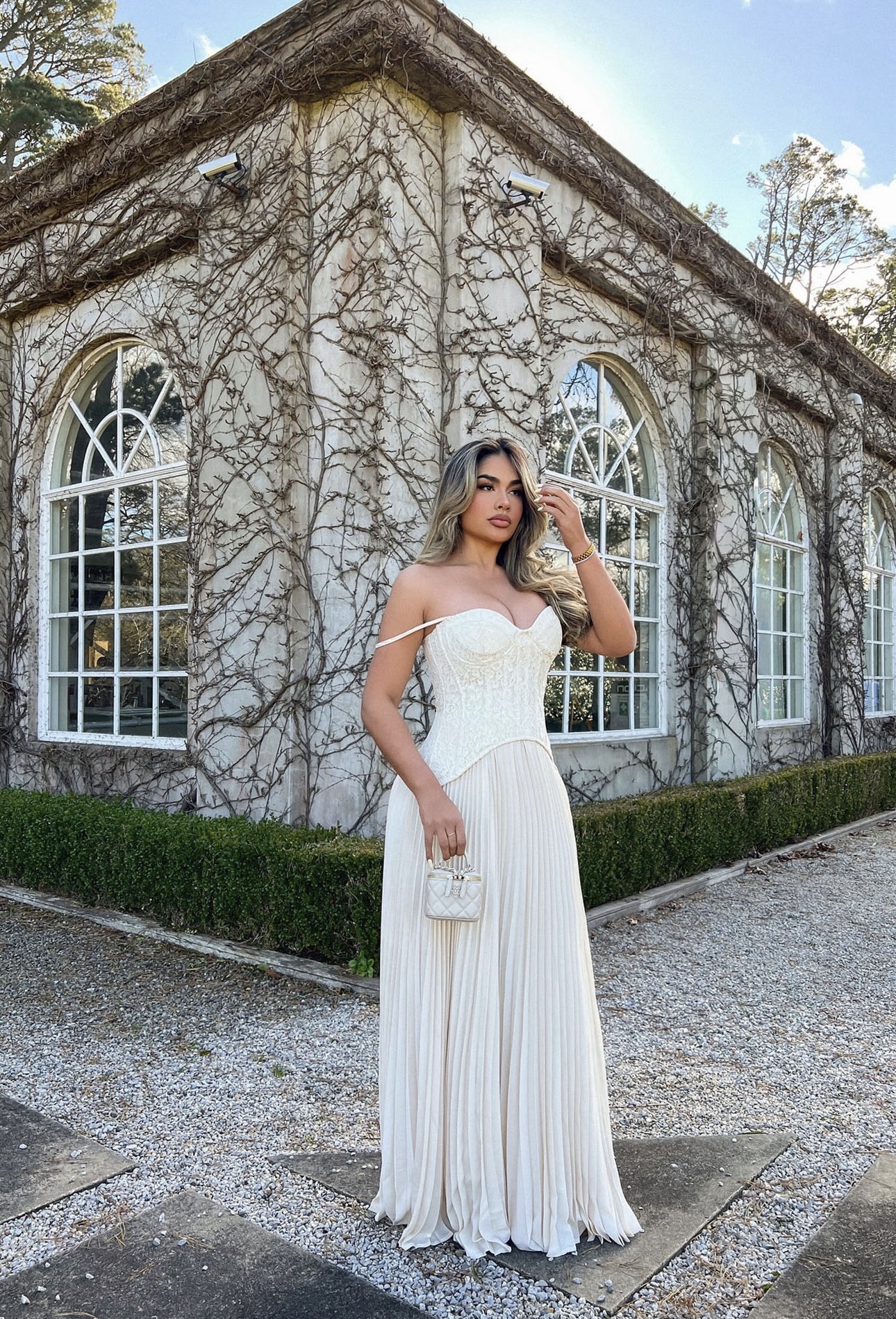 Lace corset pleated maxi dress by Fashion Nova - Pickle