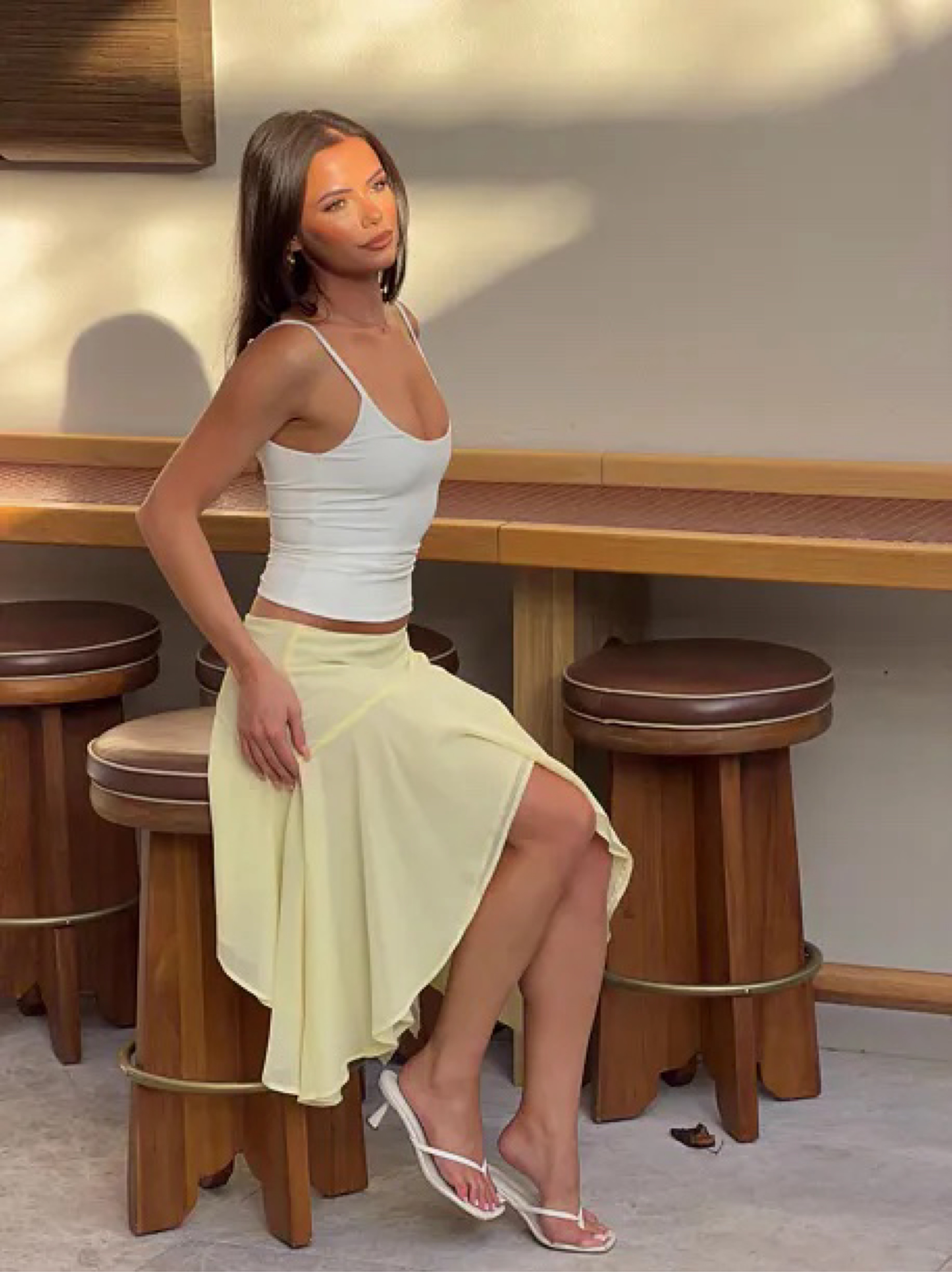 Peppermayo Kia Low Rise Asymmetrical Midi Skirt - Yellow