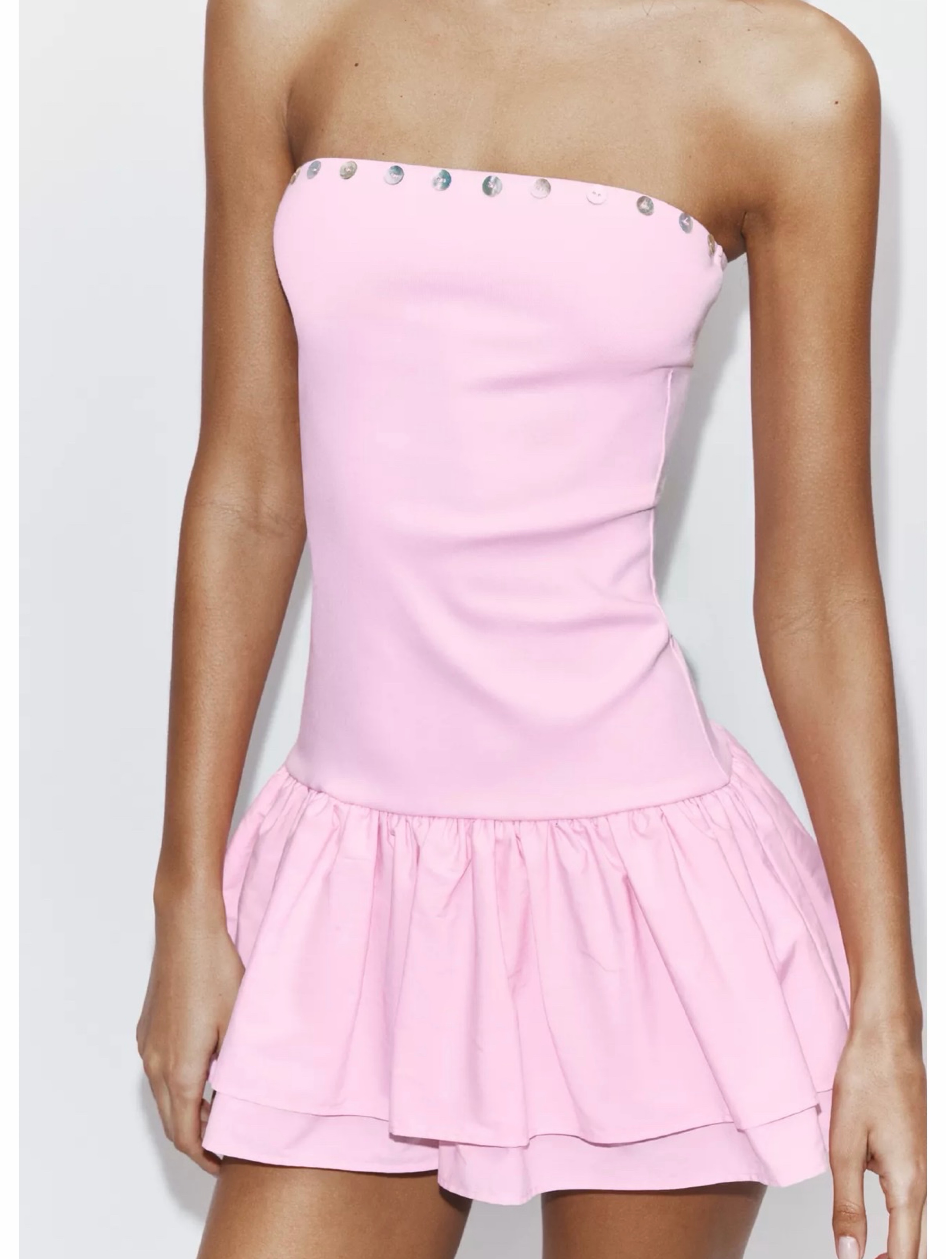mini zara pink dress ZARA WOMAN S, M, NWT SS24 PINK TEXTURED FLORAL MINI DRESS 8653/754