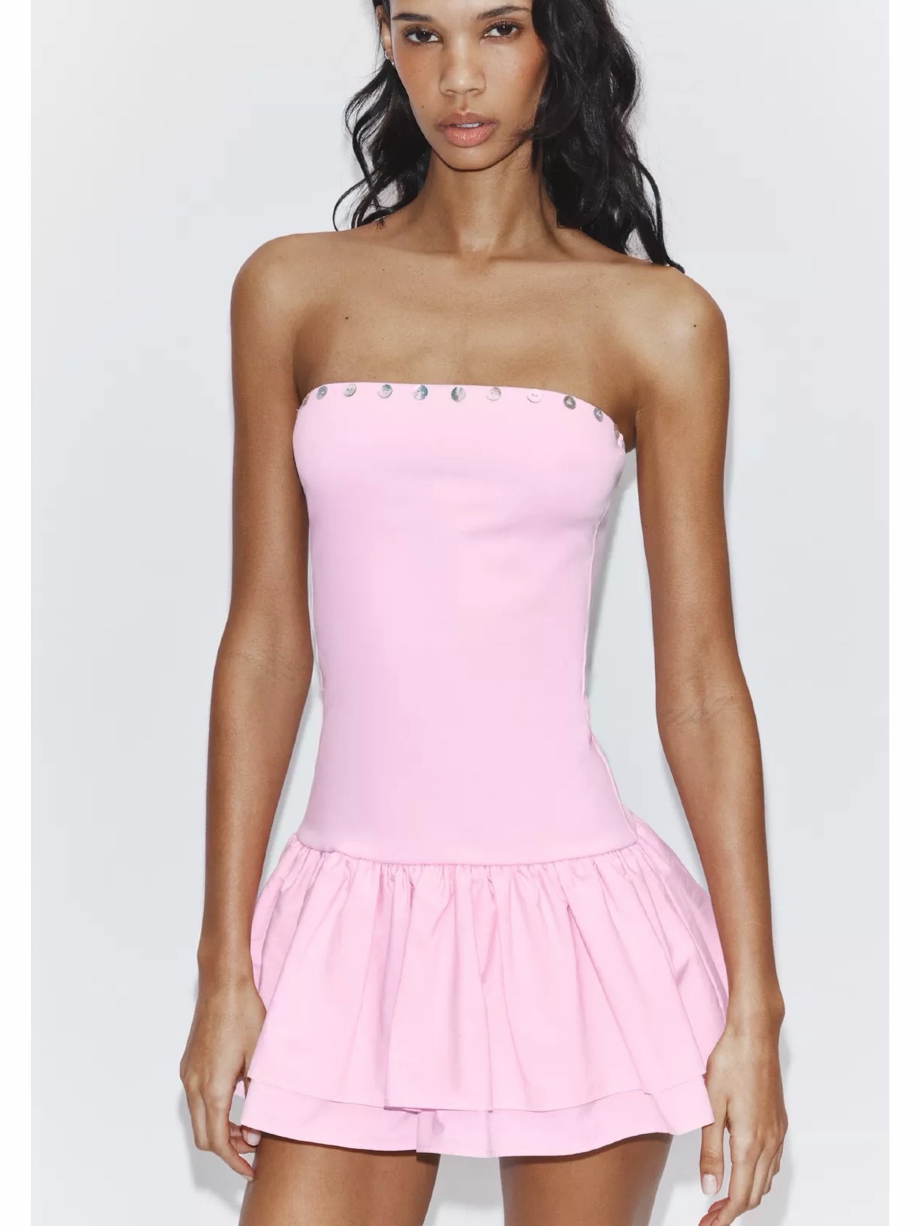 zara ruffle dress pink Zara ruffled pink mini dress by Zara