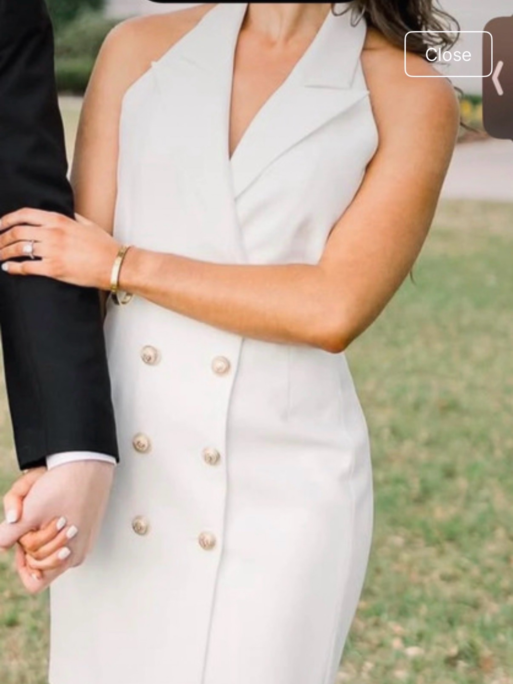 white mini dress with gold buttons Buttoned by Generation Love Womens dresses