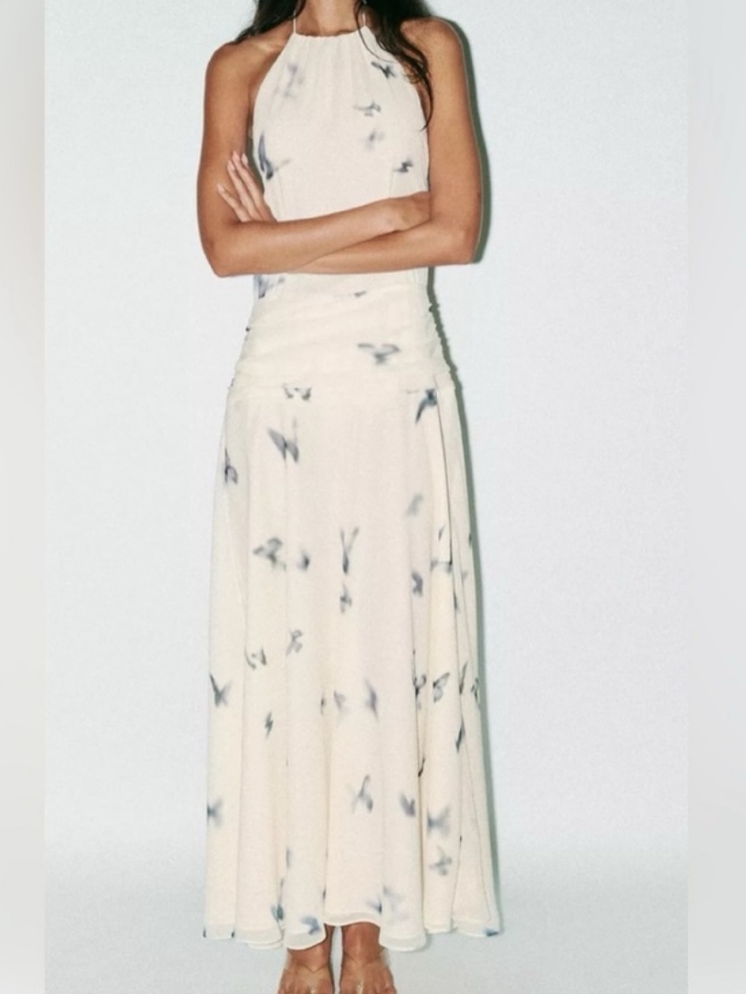 ZARA white Butterfly Maxi dress