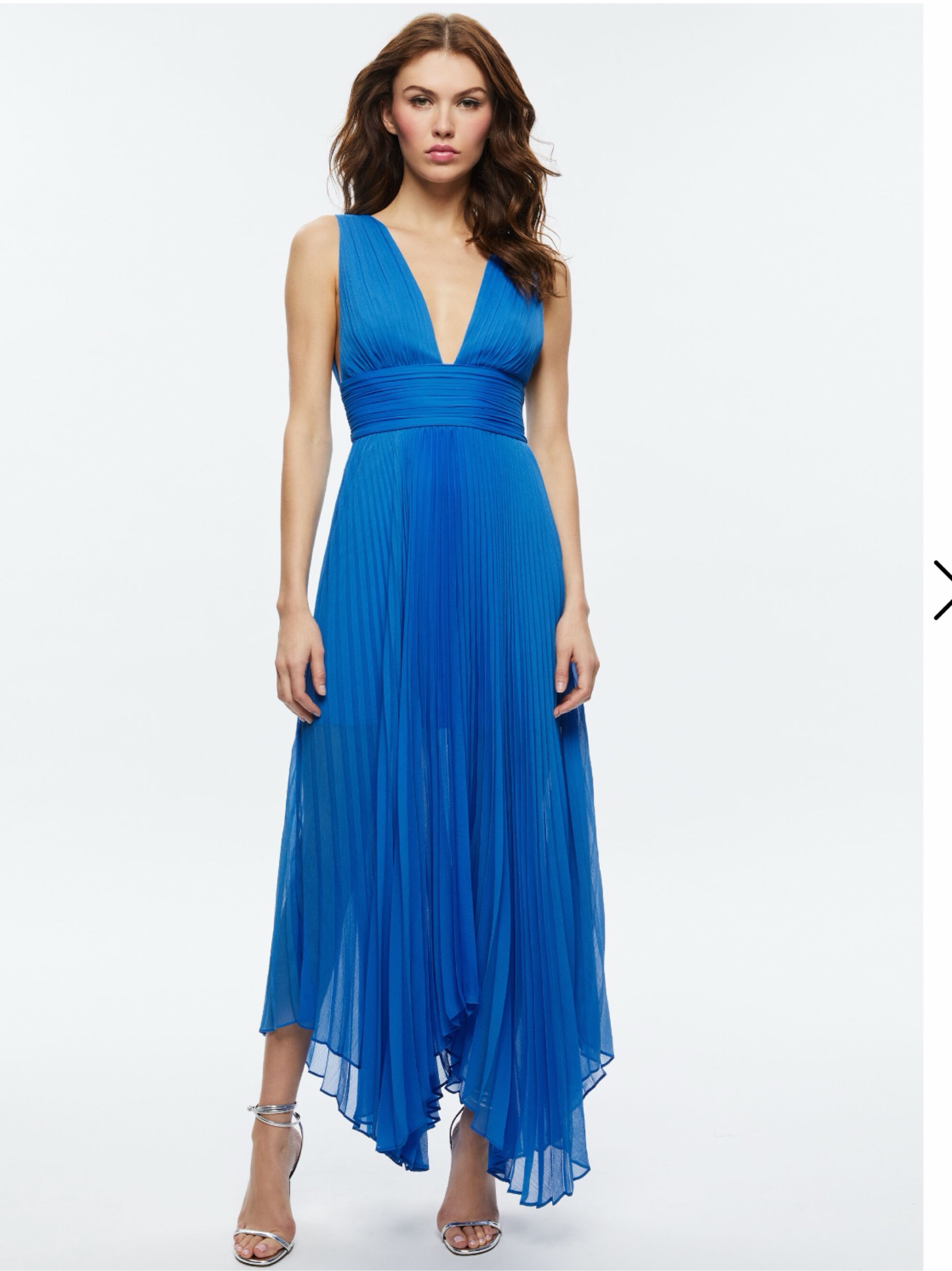 alice olivia blue dress MELVINA LINEN BABYDOLL DRESS in SOIREE TRUE BLUE