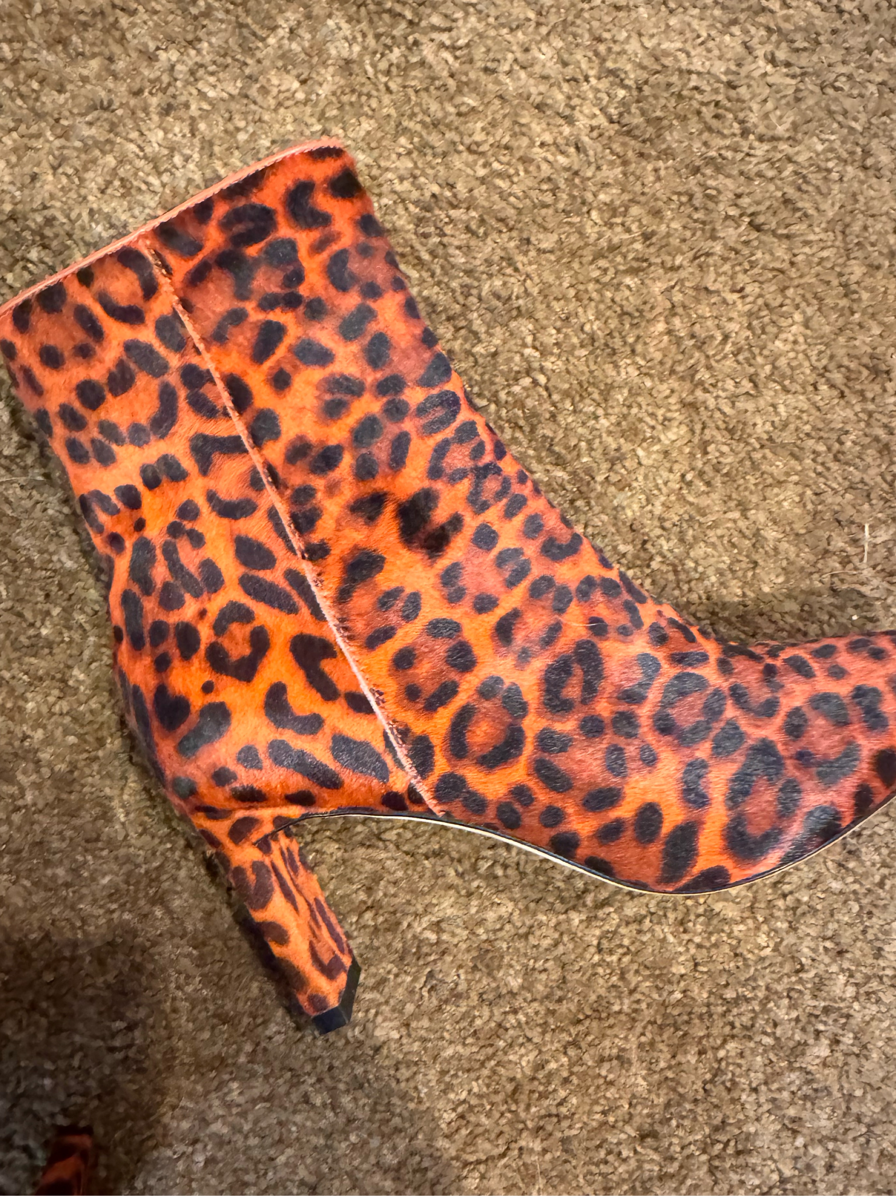 Orange Leopard Print Kitten Heel Bootie