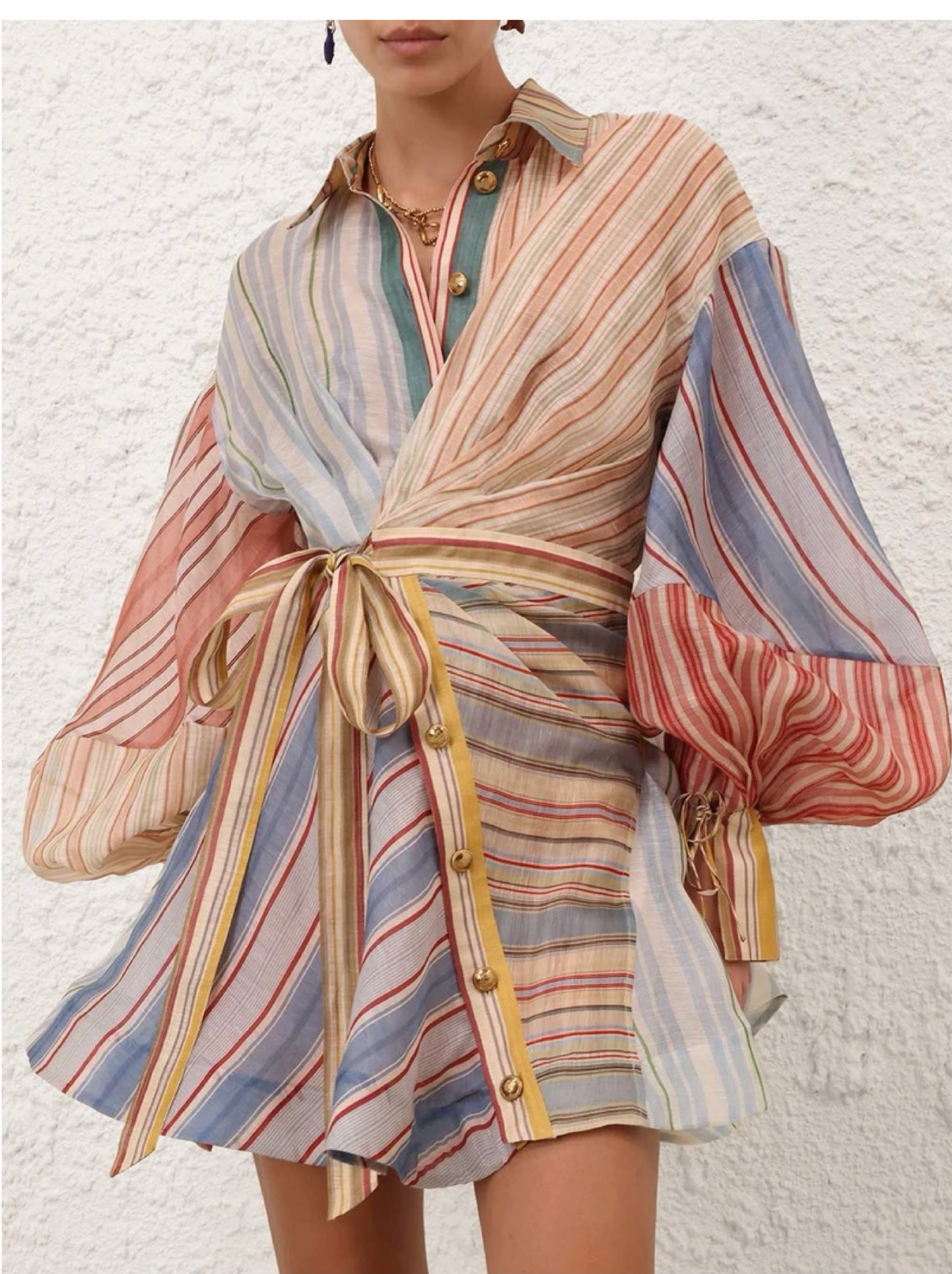 Zimmermann Multicolor Striped Wrap Dress size 0P