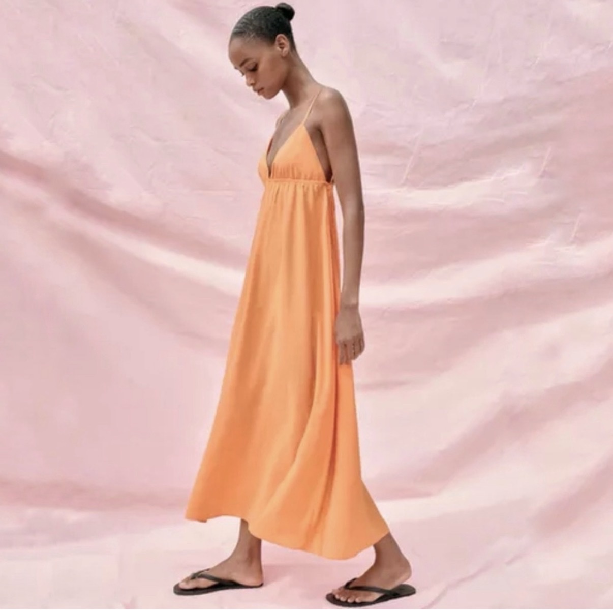 Orange Linen Halter Maxi Dress by ZARA - Pickle Orange Linen Halter Maxi Dress by ZARA - Pickle