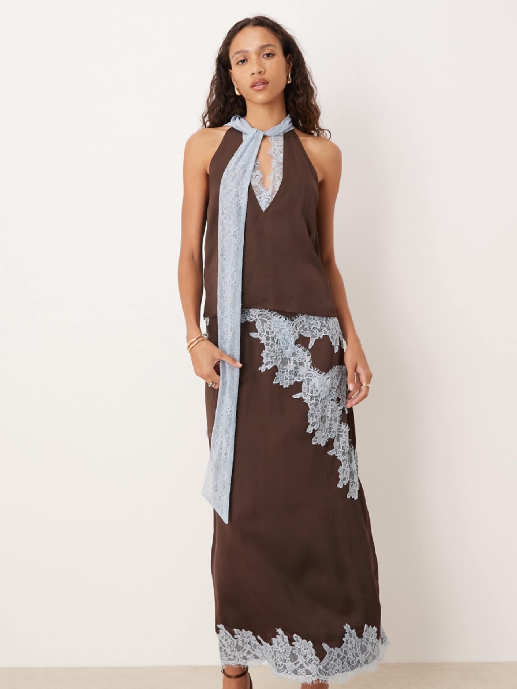 Never Fully Dressed - Brown/Blue dress/two piece by Never Fully Dressed
