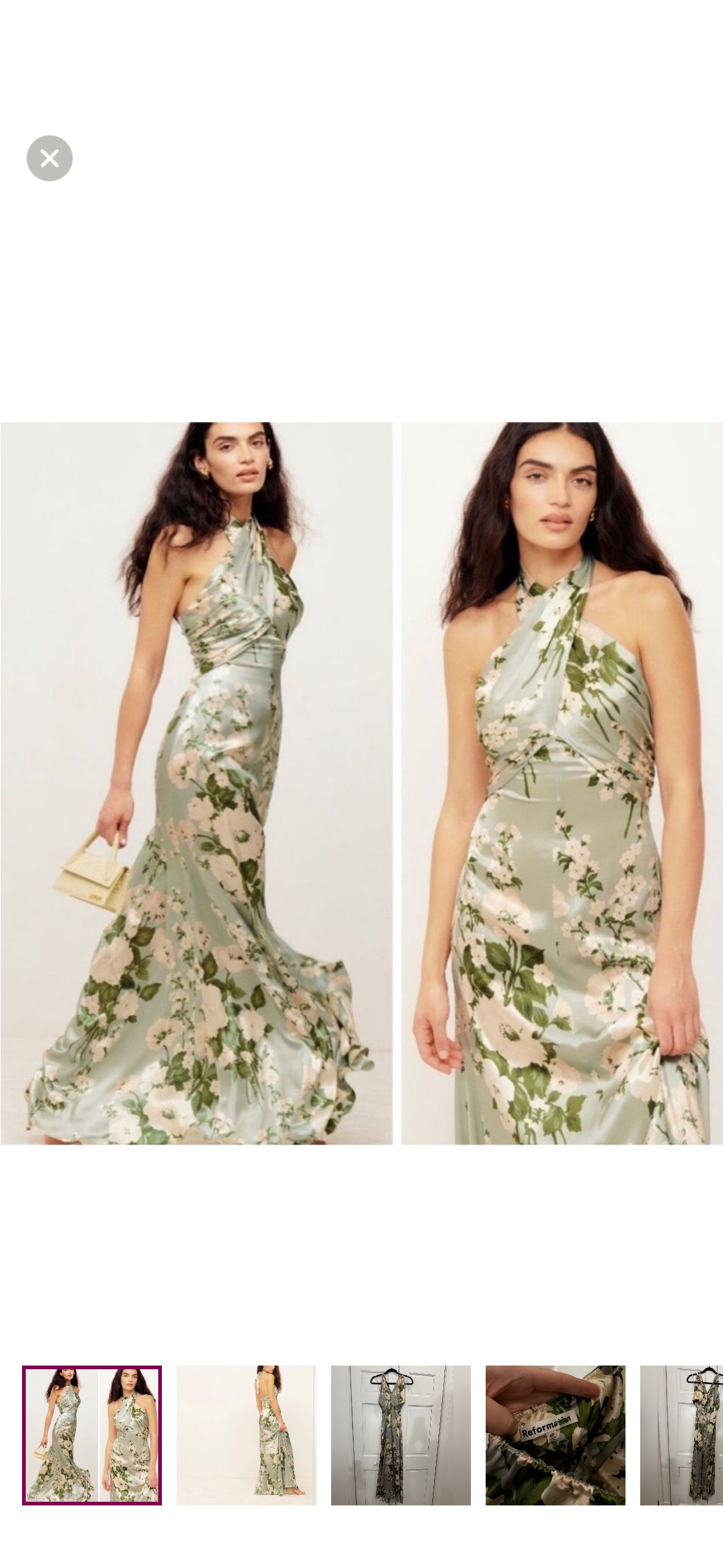 reformation sage green floral dress On The Edge Halter Bright Green main image 0
