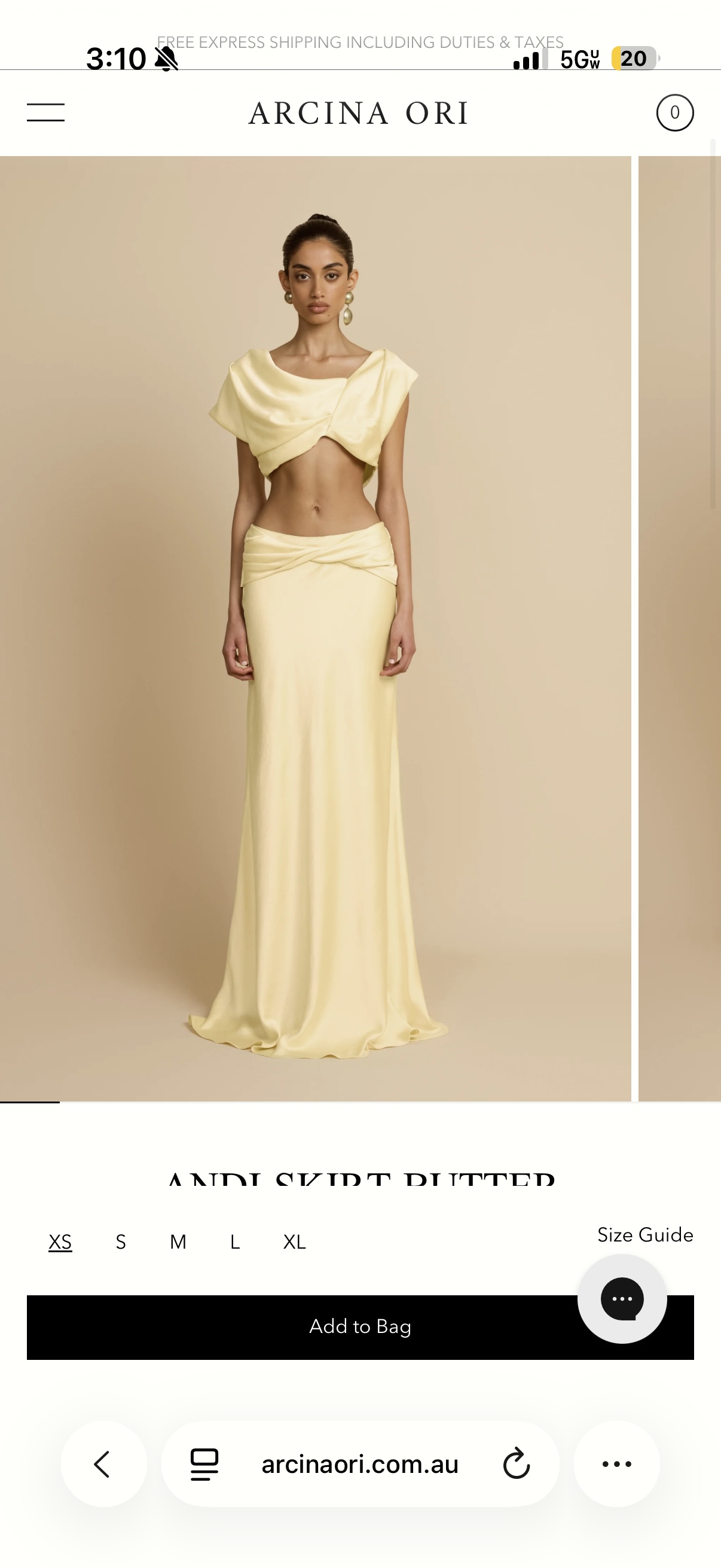 Arcina Ori two piece butter yellow set