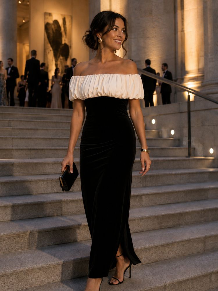Mandinga Balloon Velvet Maxi Dress | Wedding Guest & Formal