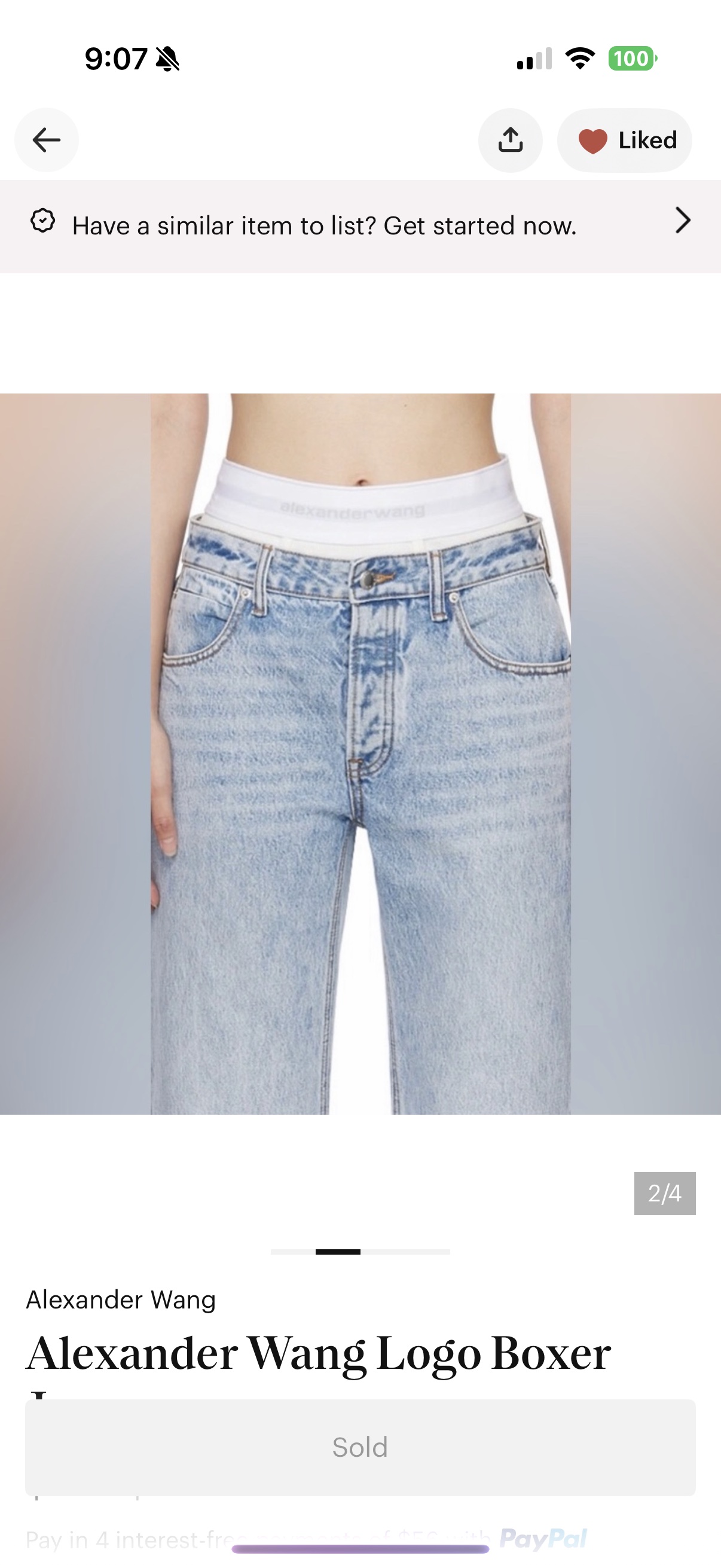 Alexander Wang Logo Boxer Light Wash Jeans by Alexander Wang - Pickle