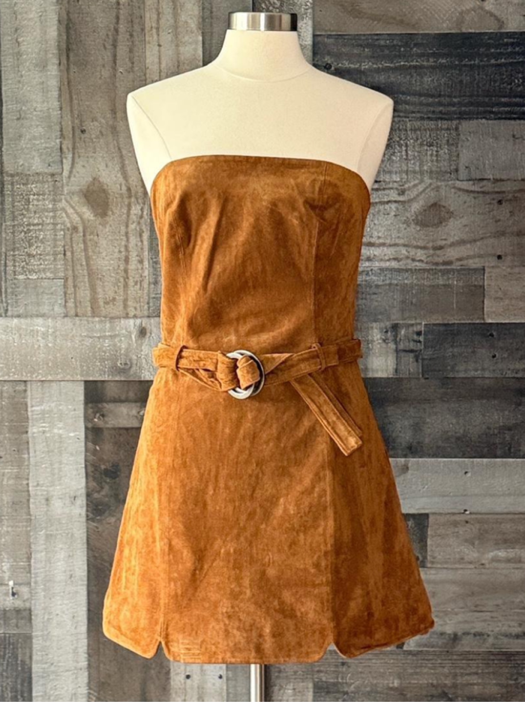 Free People Vintage Leather Suede Brown Tube Dress by Free People