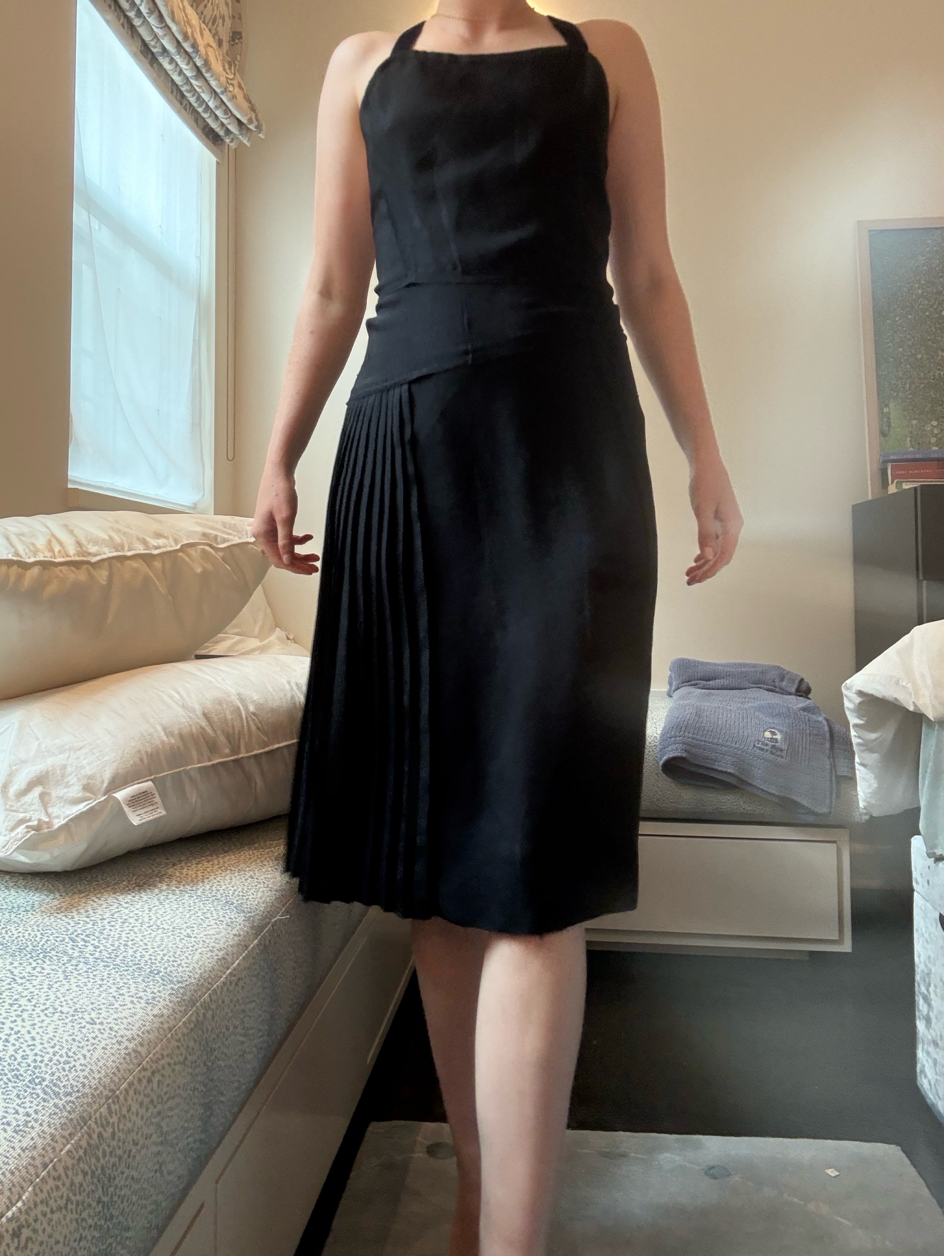 Prada S/S 2006 Black Dress with Navy velvet straps by Prada - Pickle