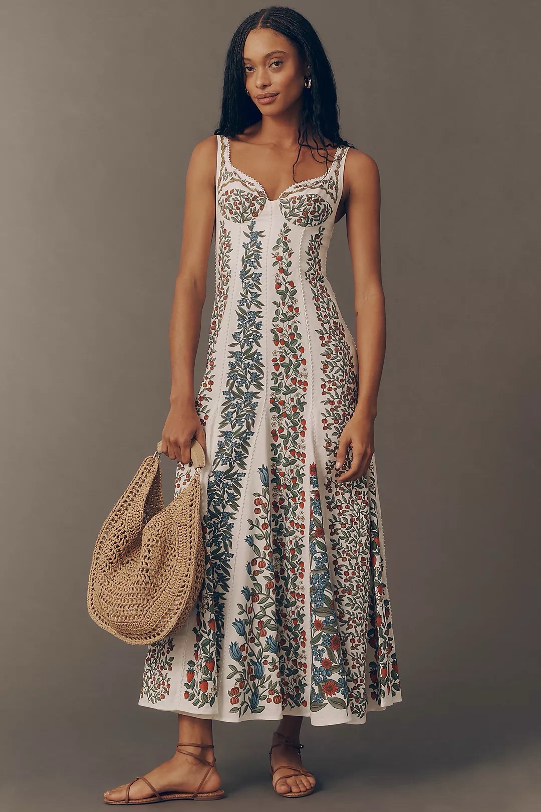 Farm Rio Cream Fruit Print Midi Dress by Farm Rio - Pickle