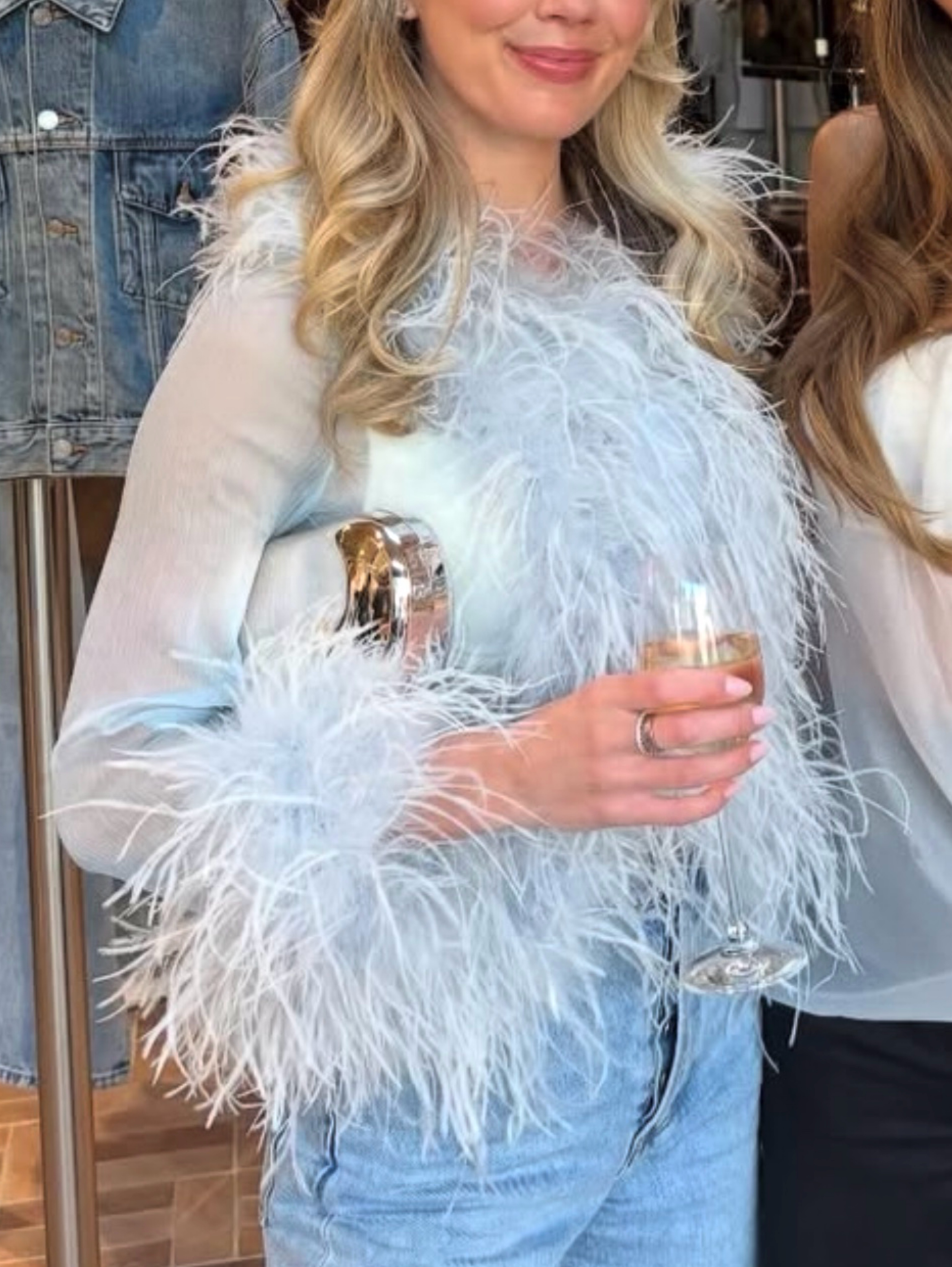 Bubish Feather Light Blue Feather Top