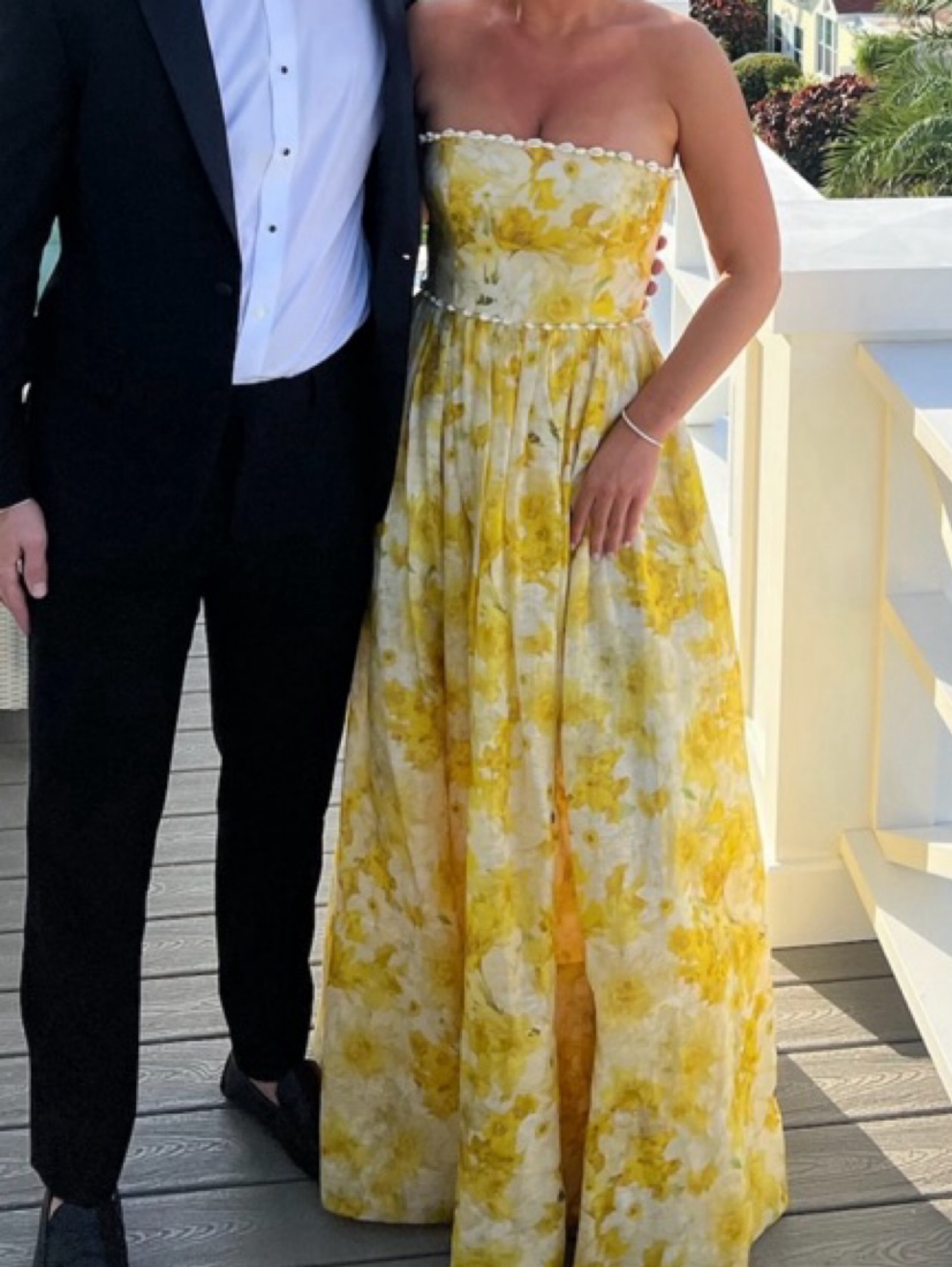Zimmermann Wonderland Shell Yellow Floral Strapless Maxi Dress