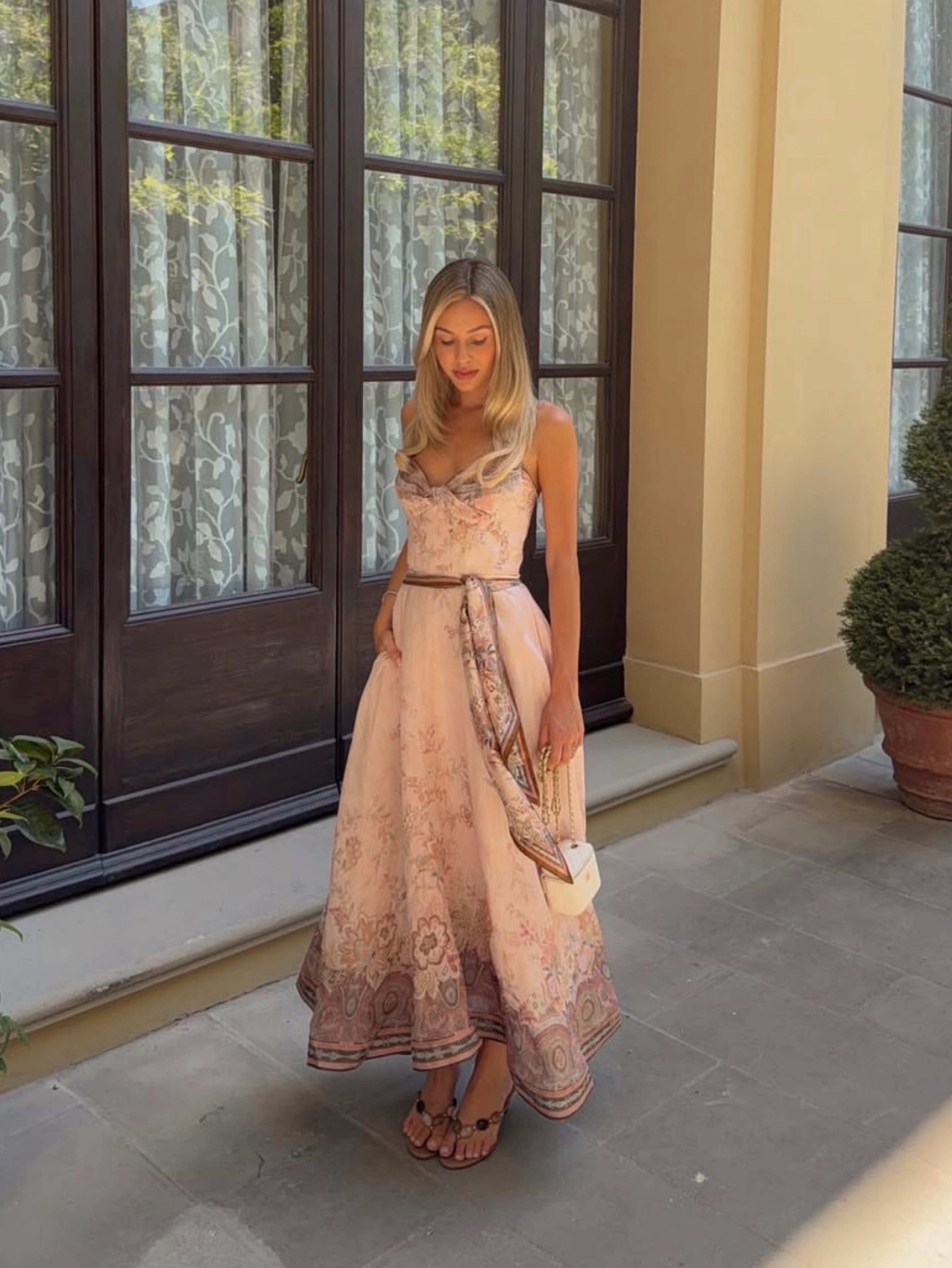 Zimmermann Alchemy Blush Brown Floral Print Midi Dress
