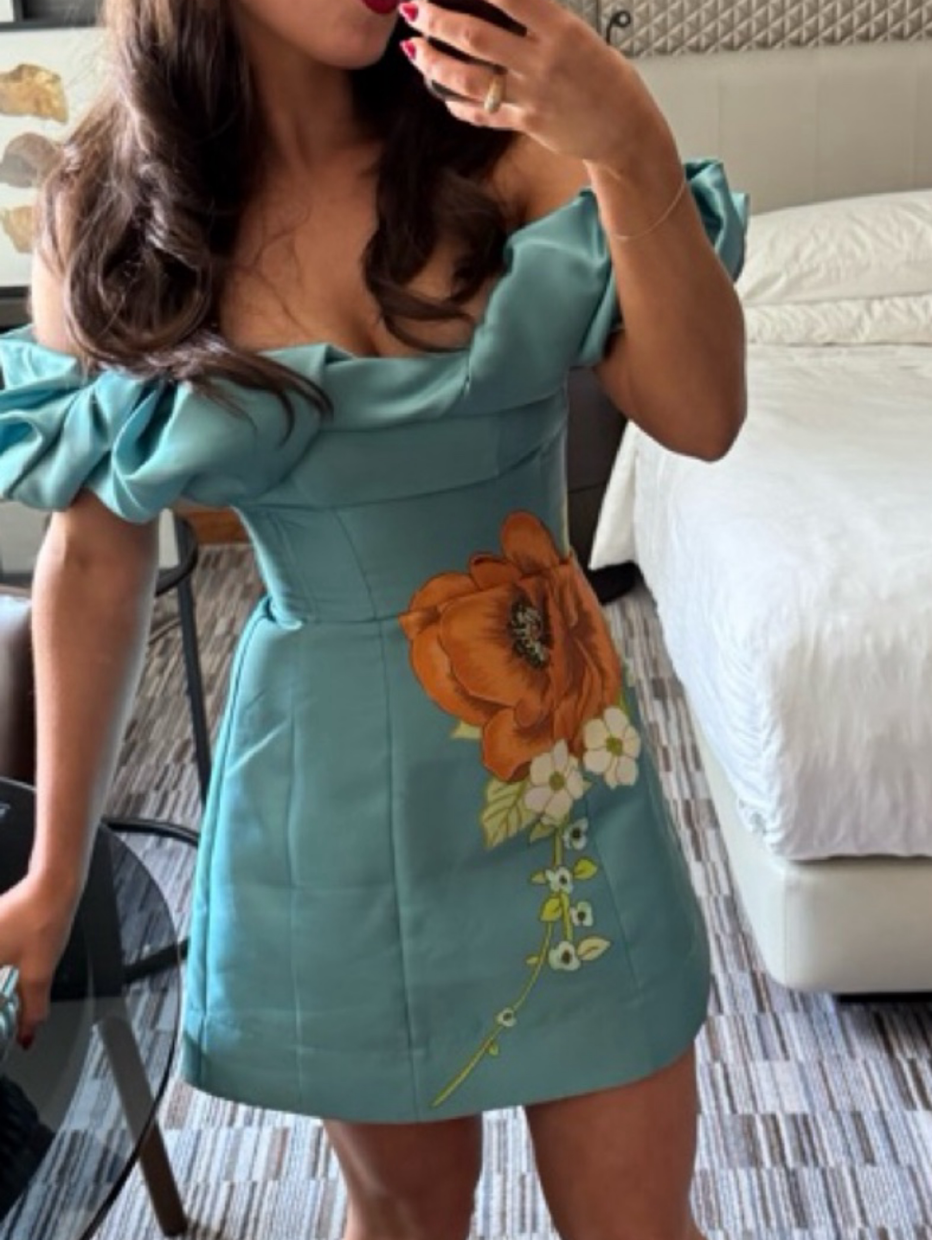 Alemais Regent Blue Puff Sleeve Dress