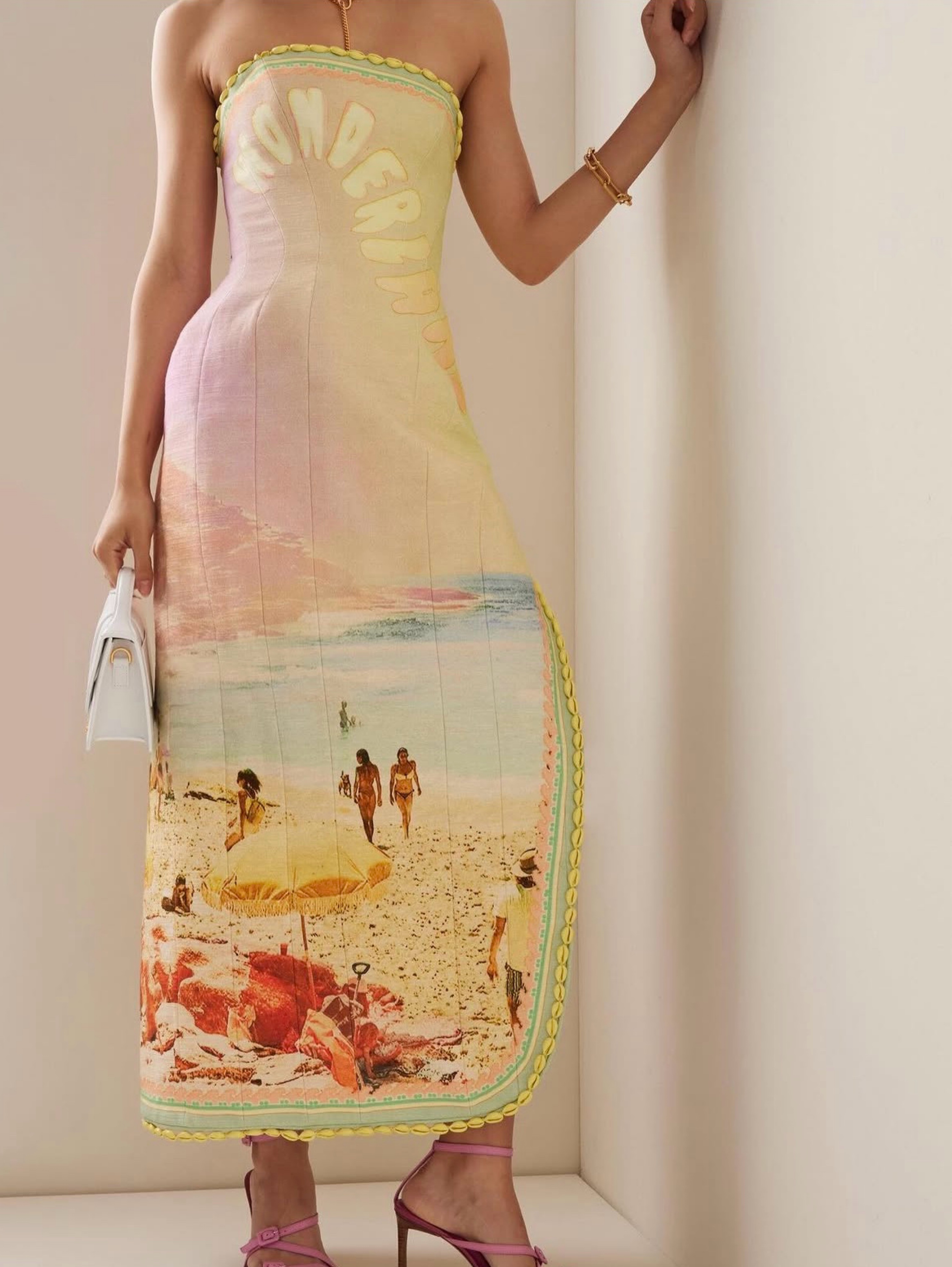 Zimmermann Coaster Beach Strapless Midi Dress