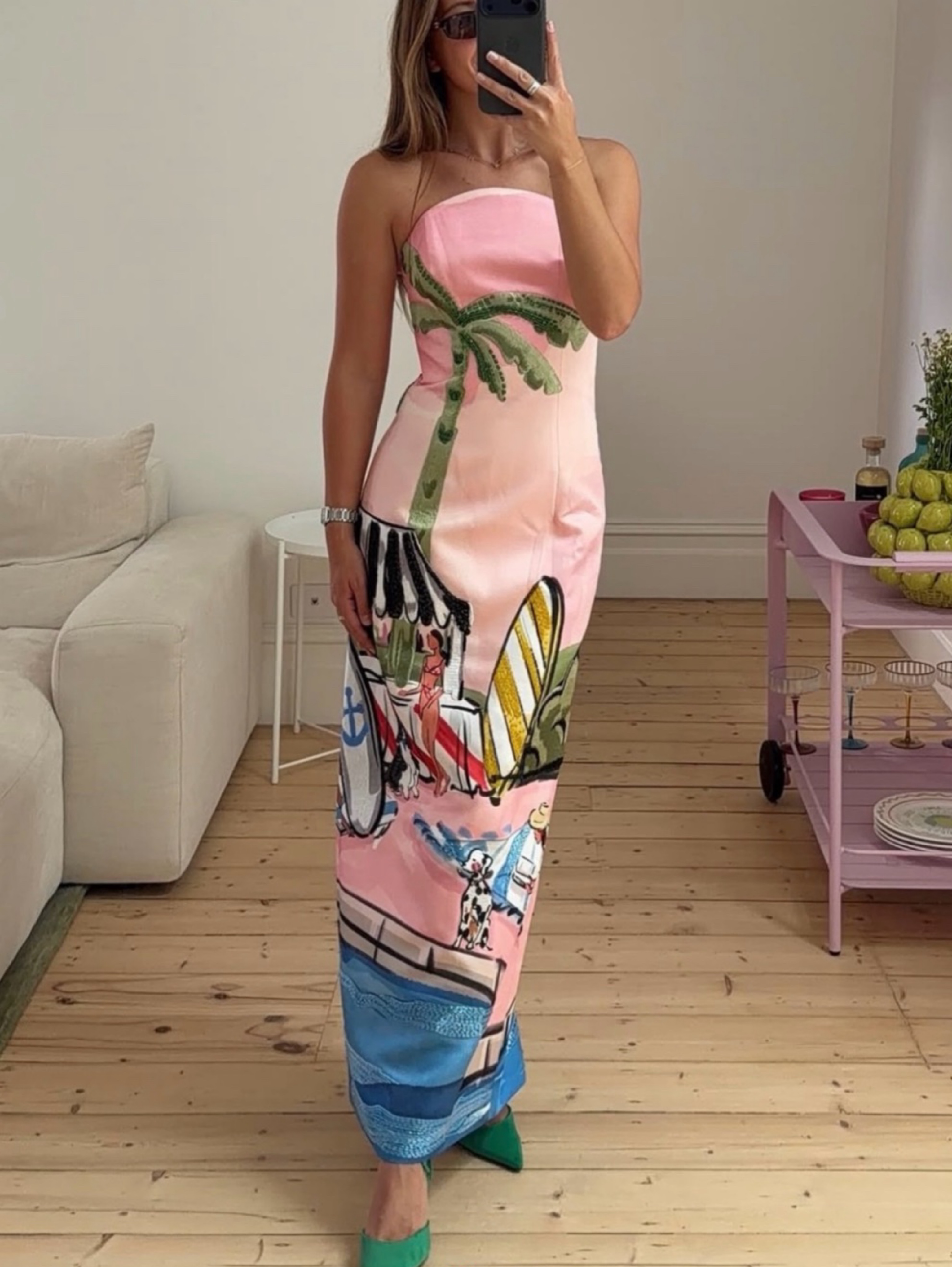 Leo Lin Ava Strapless Beach Scene Maxi Dress