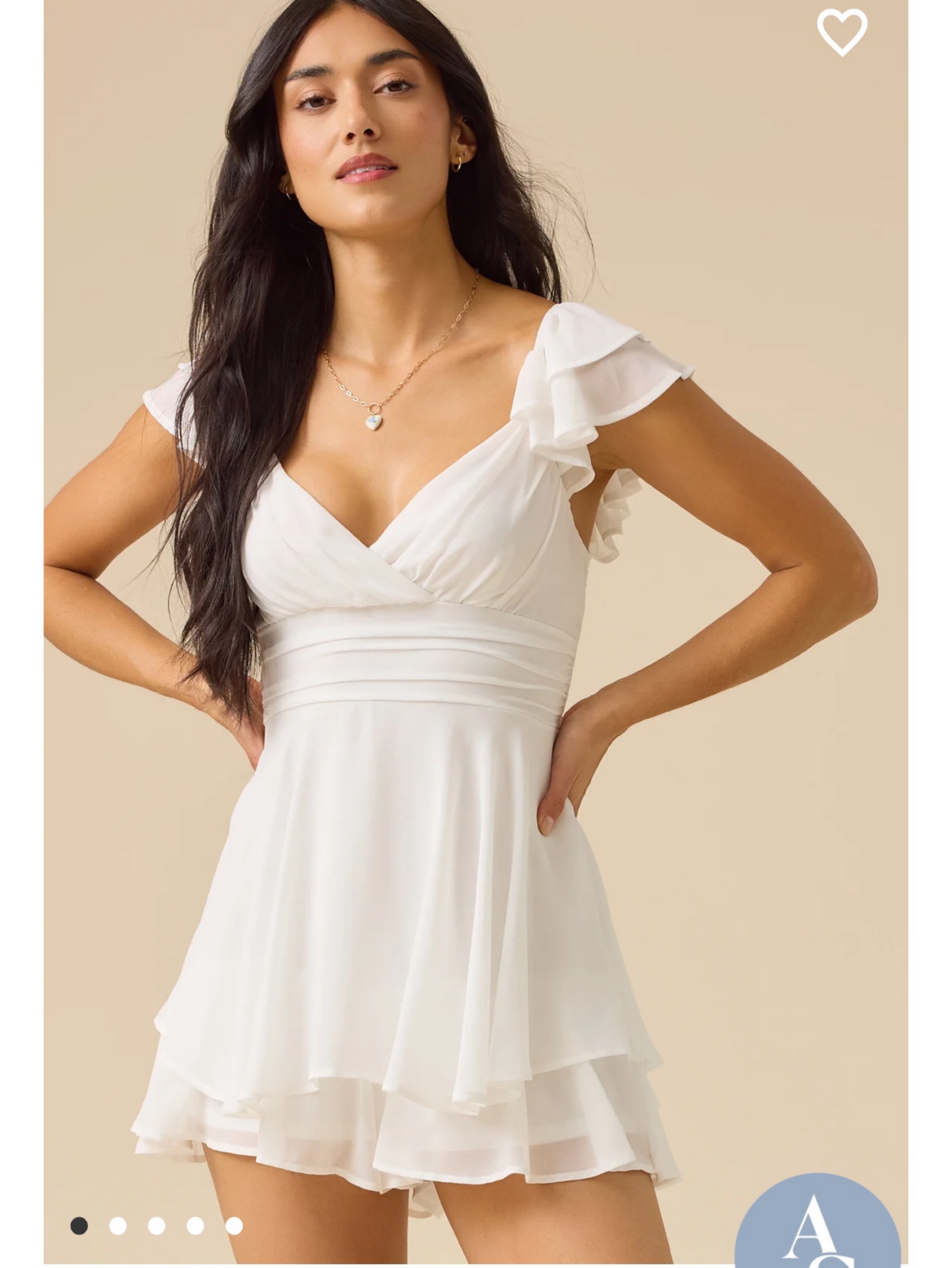 cap sleeve layered a-line mini dress in white AE Cap-Sleeve Tie-Back Mini Dress