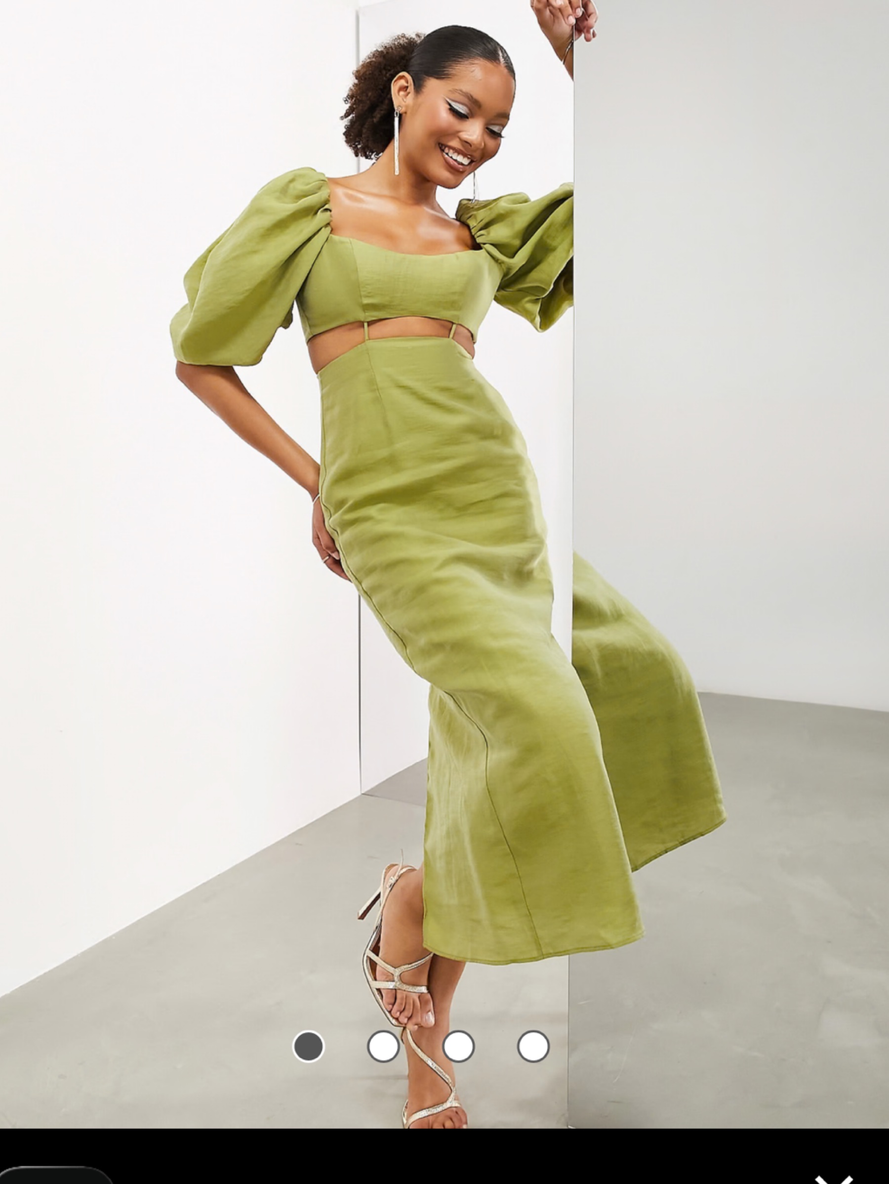 asos green linen dress Lime Cutout Midi by CRYSTAL-EMBELLISHMENTS