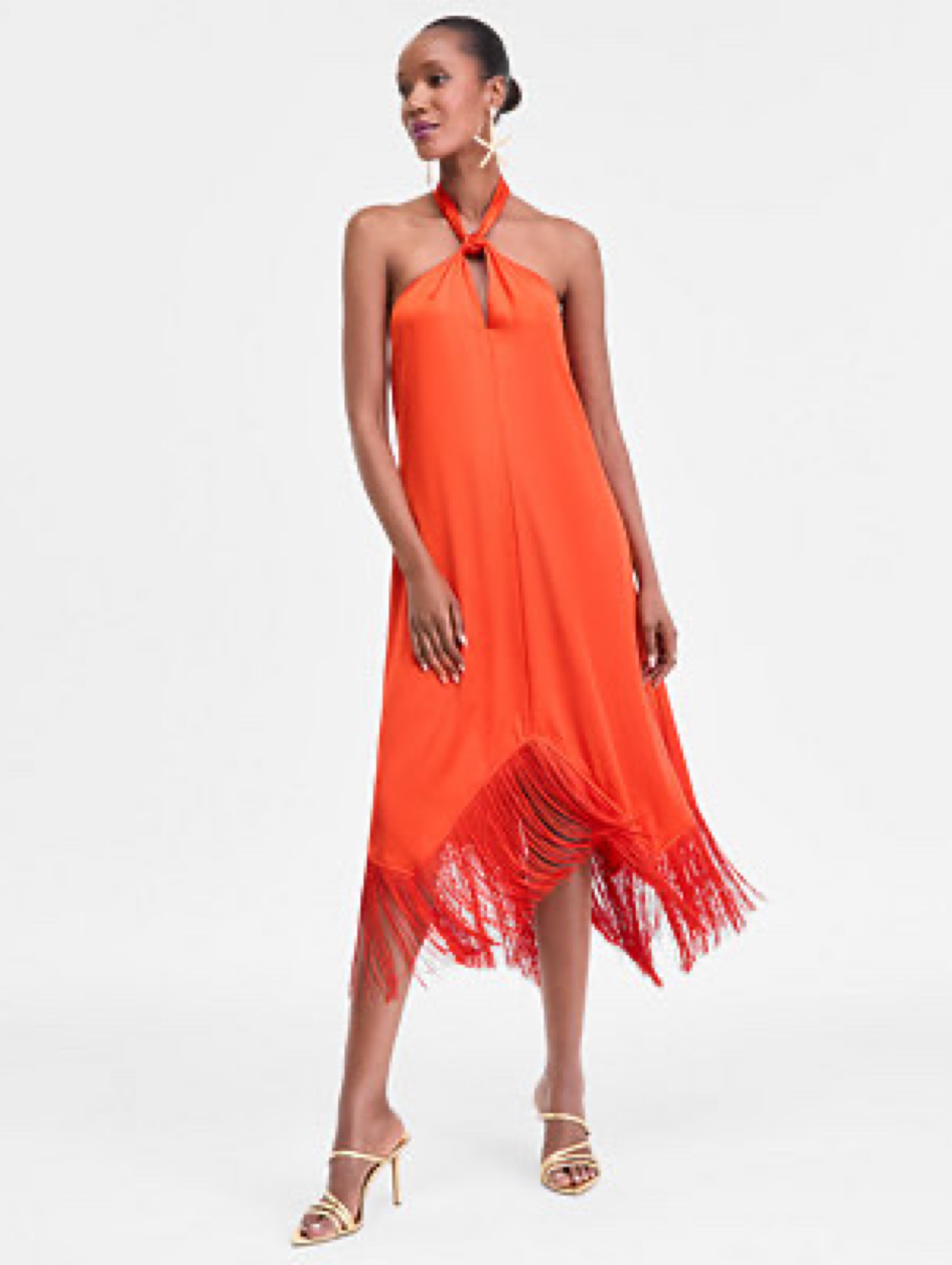 inc halter dress I.N.C. Red Fringe Midi by I.N.C international Colour: Black