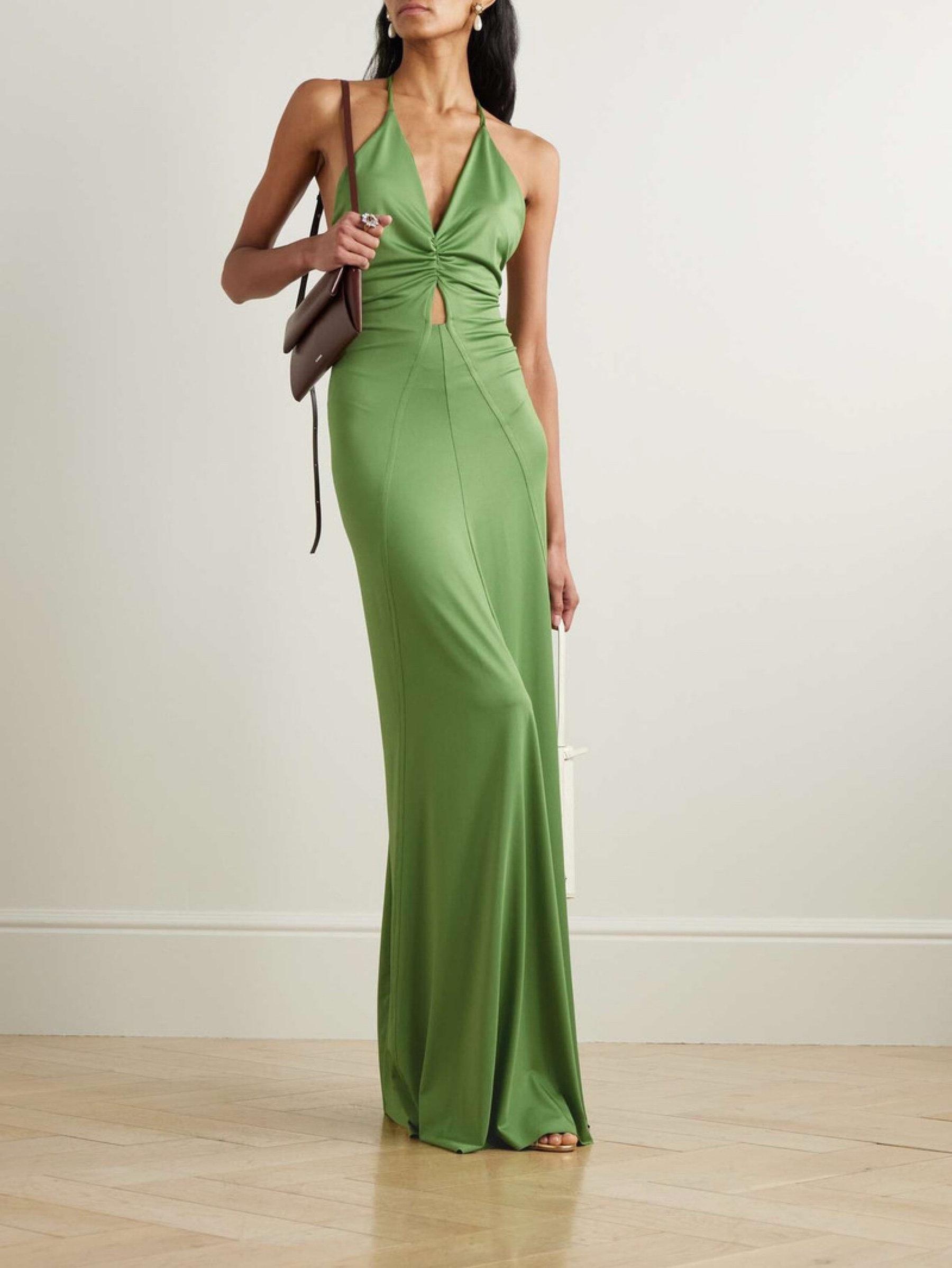 victoria beckham dark green dress Gown by Victoria Beckham striped collection