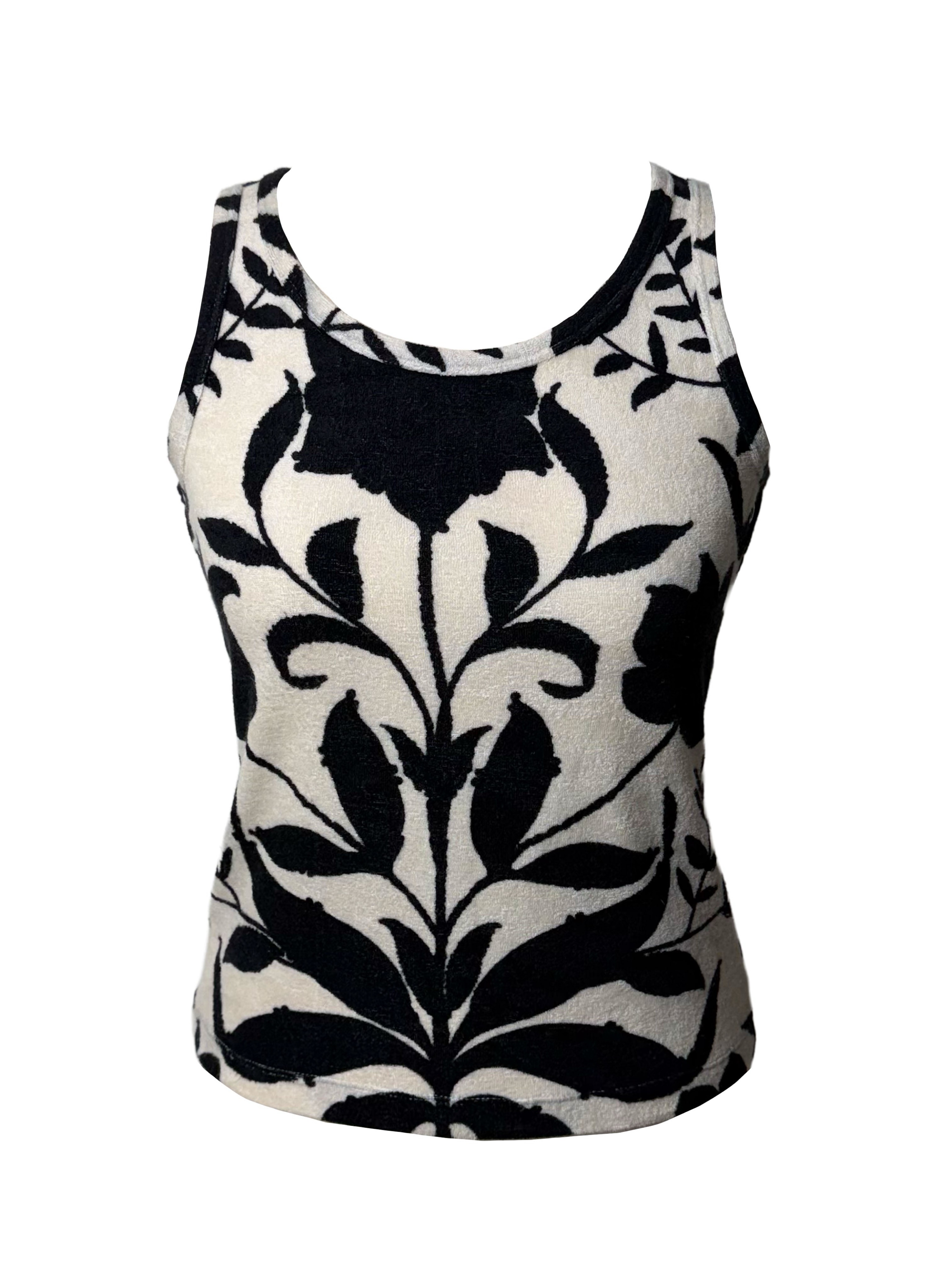 PRADA フラワープリント ノースリーブチュニック Prada Floral Print Terrycloth Tank Top by Prada - Pickle