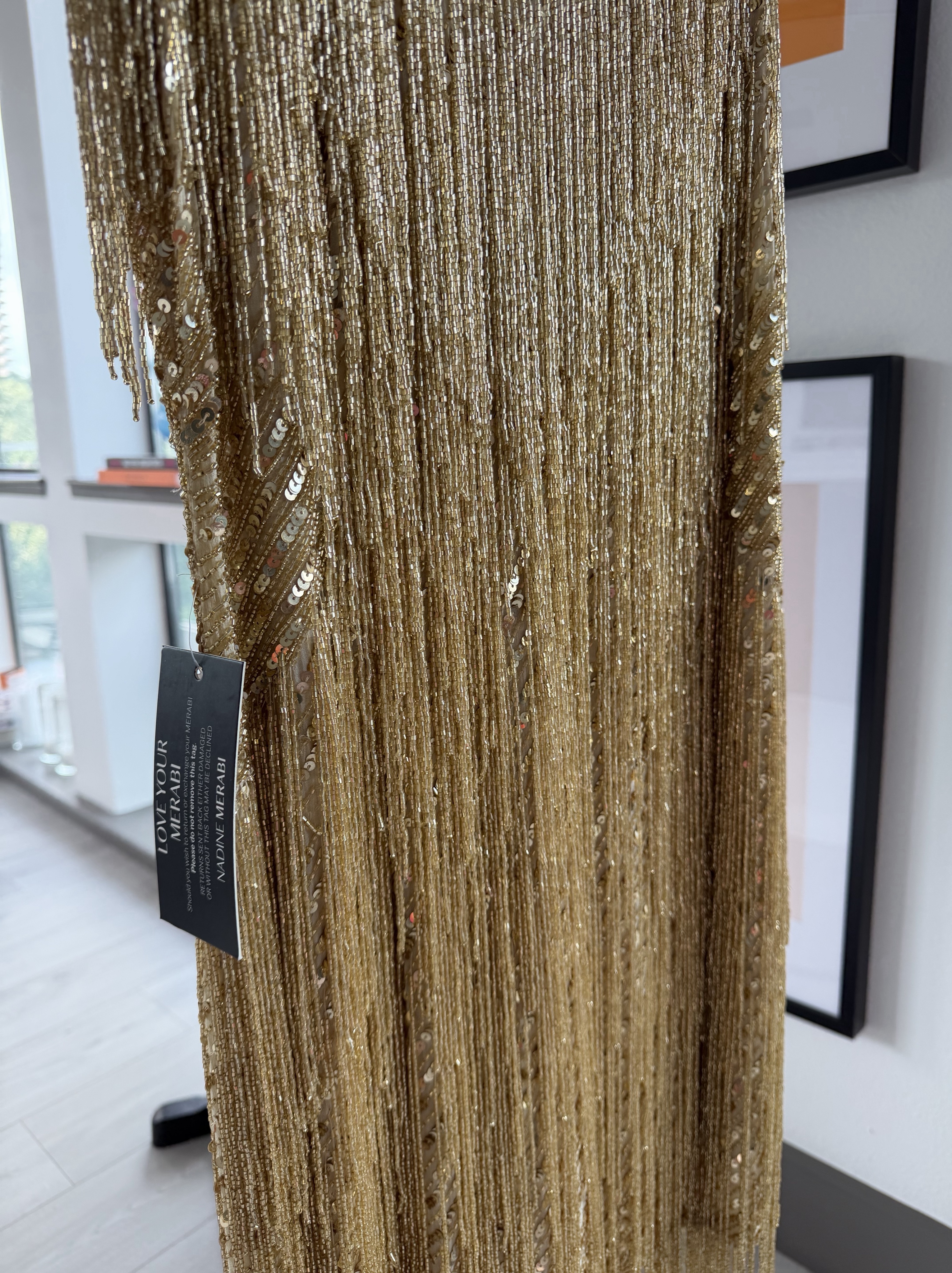 nadine merabi sadie gold dress Nadine - Bring on the bling // The SADIE Champagne crystal beaded dress  @theacaciamcbride #NADINEMERABI