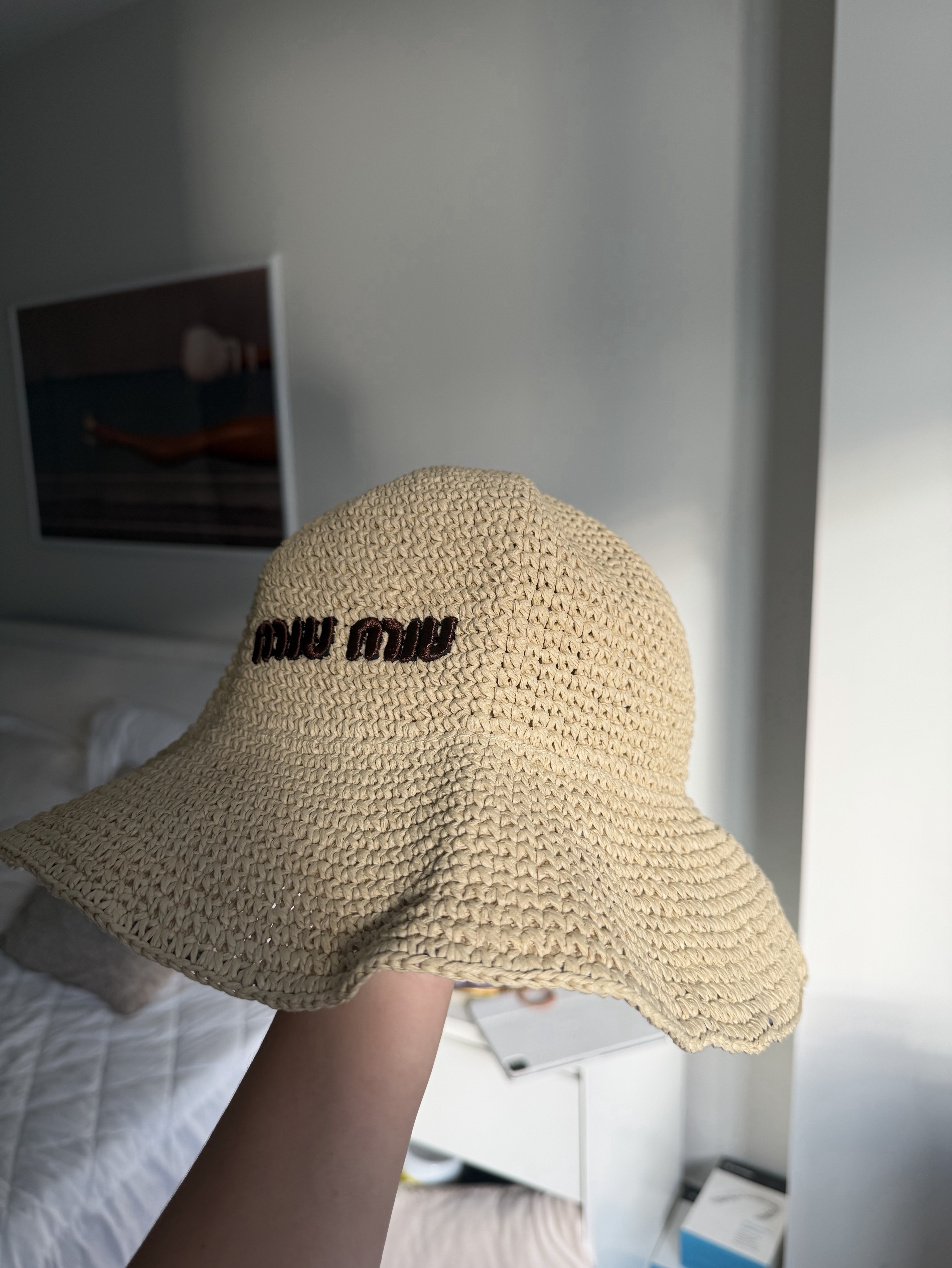 MIU MIU 麦わら帽子 Miu Miu Straw Beach Hat by Miu Miu - Pickle