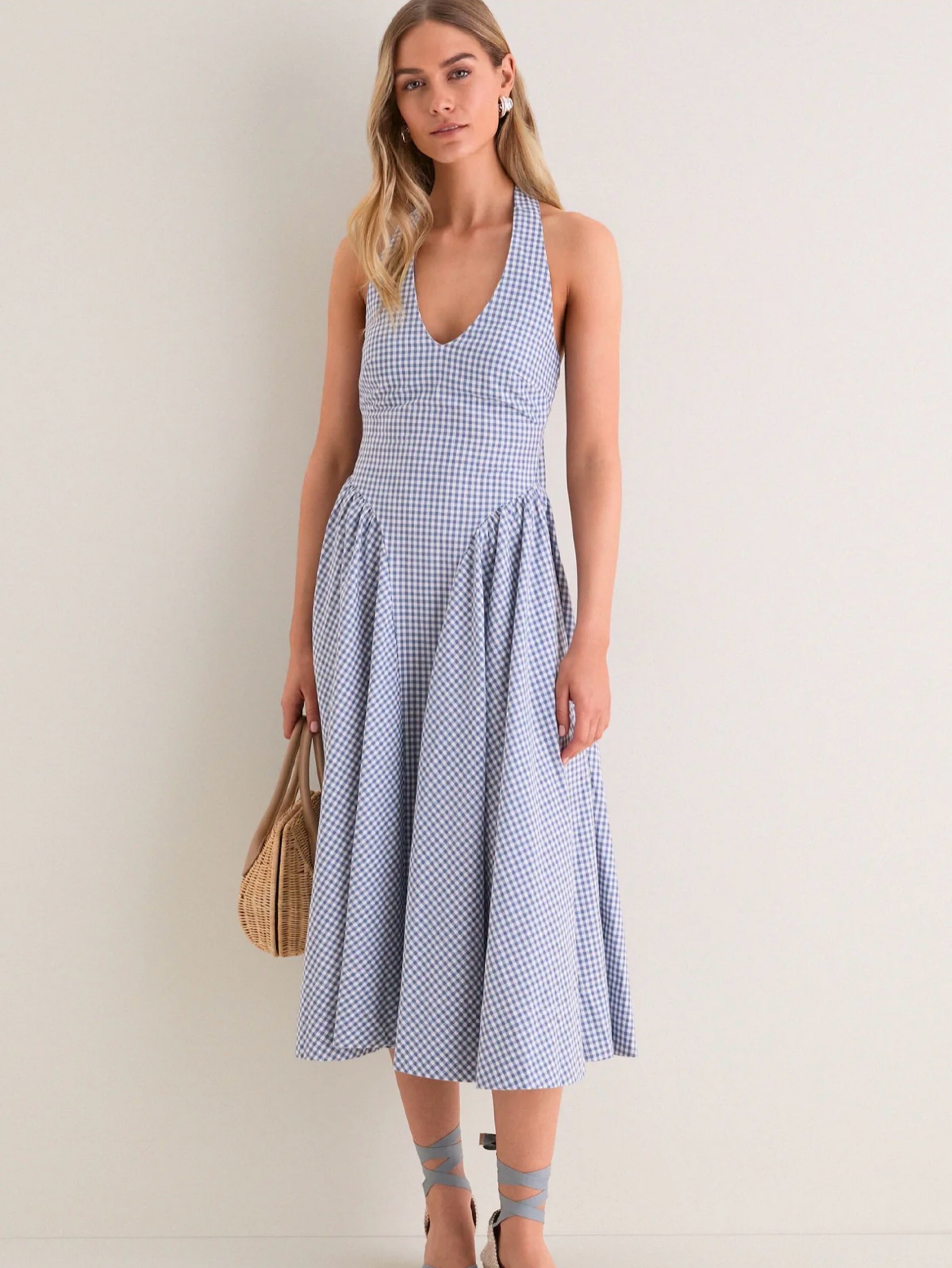 Tuckernuck Blue Gingham Halter Midi Dress by Tuckernuck - Pickle Tuckernuck Blue Gingham Halter Midi Dress by Tuckernuck - Pickle