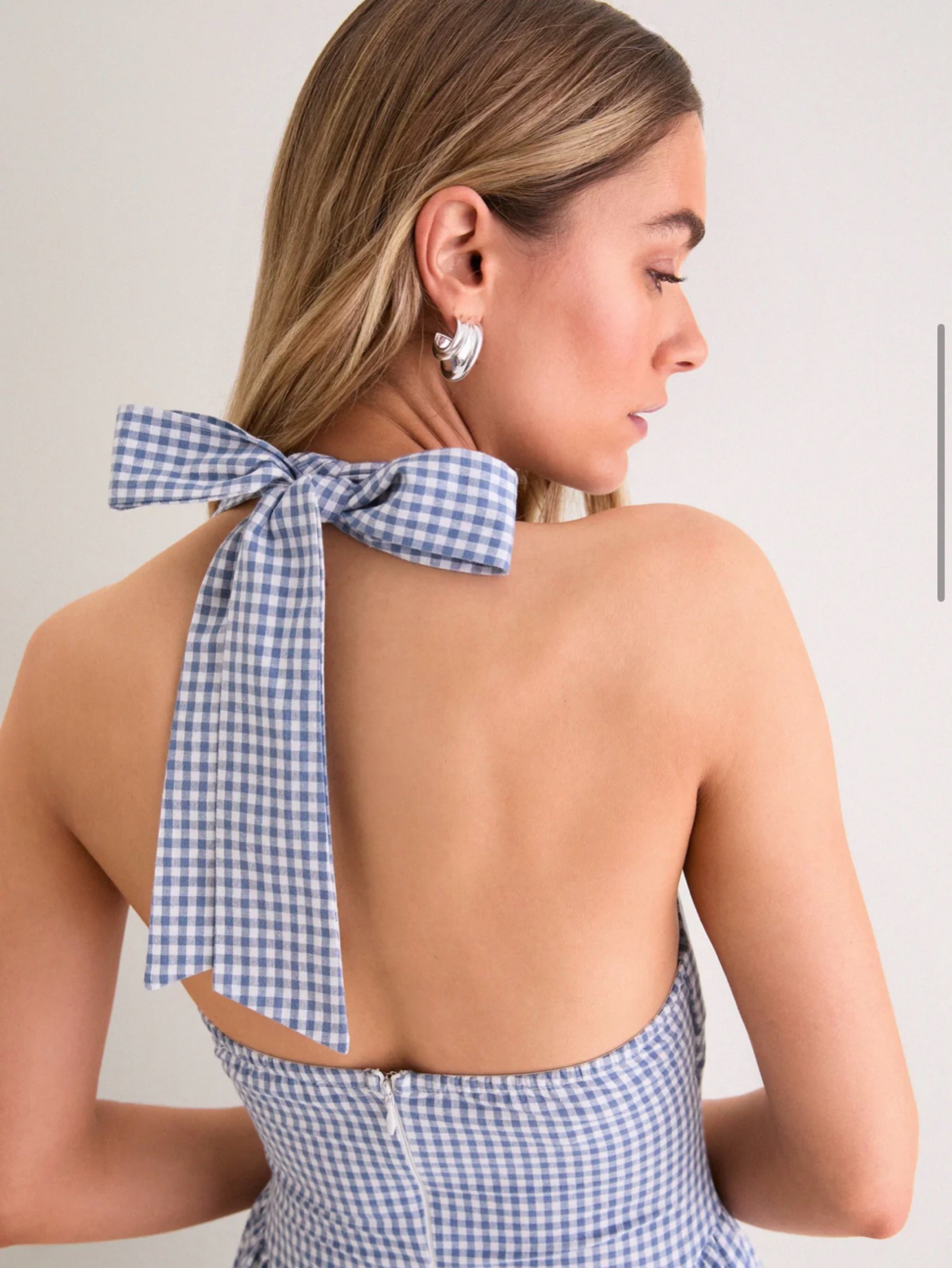 Tuckernuck Blue Gingham Halter Midi Dress by Tuckernuck - Pickle