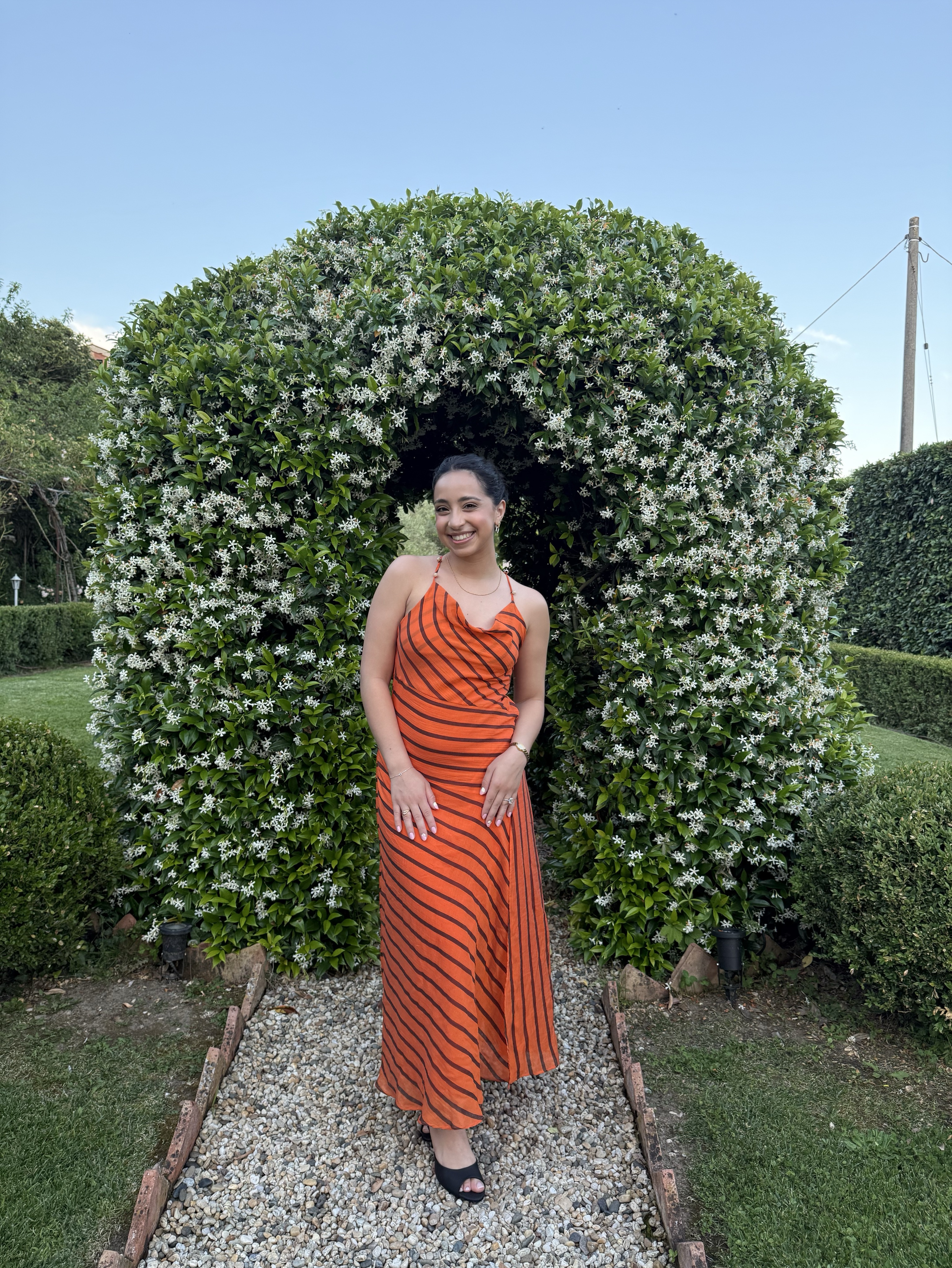 midi zara summer dresses Striped Orange Midi Dress - Zara by ZARA