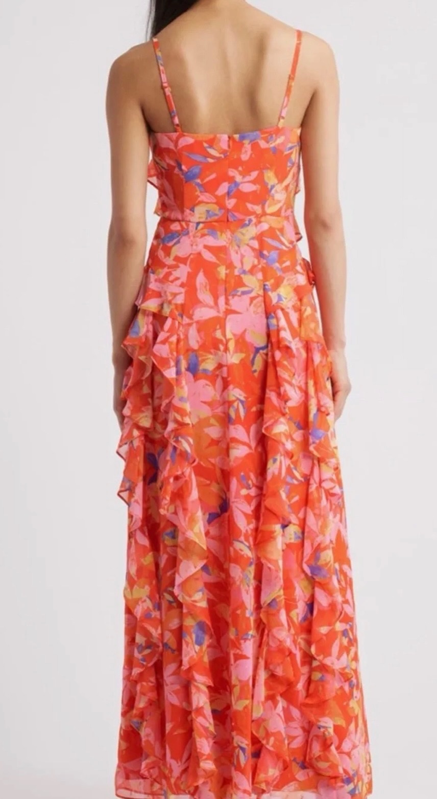eliza j orange dress Orange Floral Maxi Dress by Eliza J and Mark Cross Bag