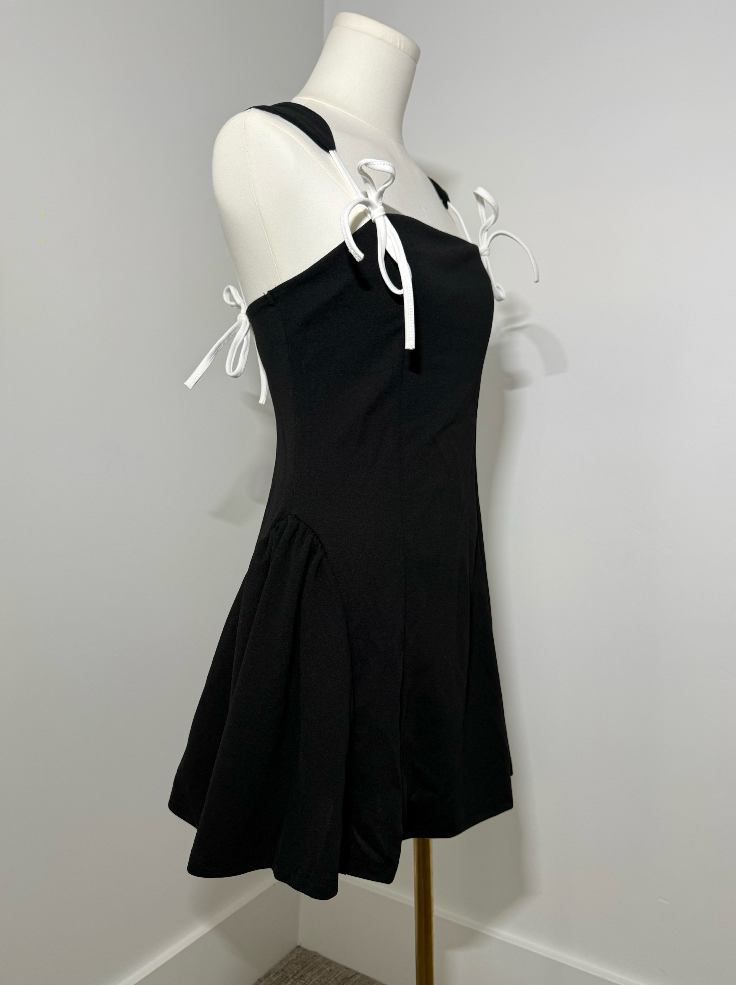 Black & White Bow Strap Mini Dress