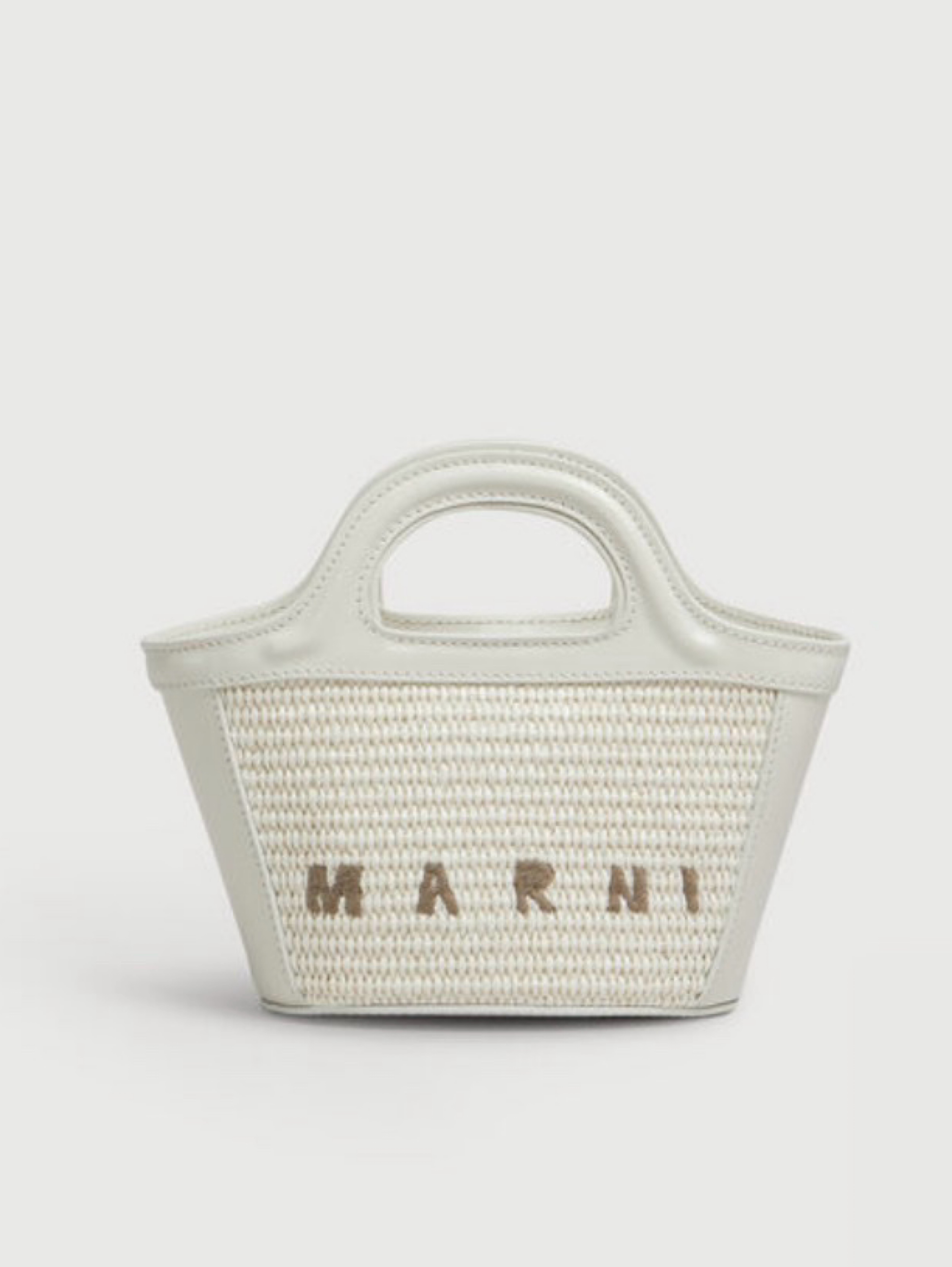 Marni Tropicalia Micro Bag in ivory leather and raffia-effect fabric