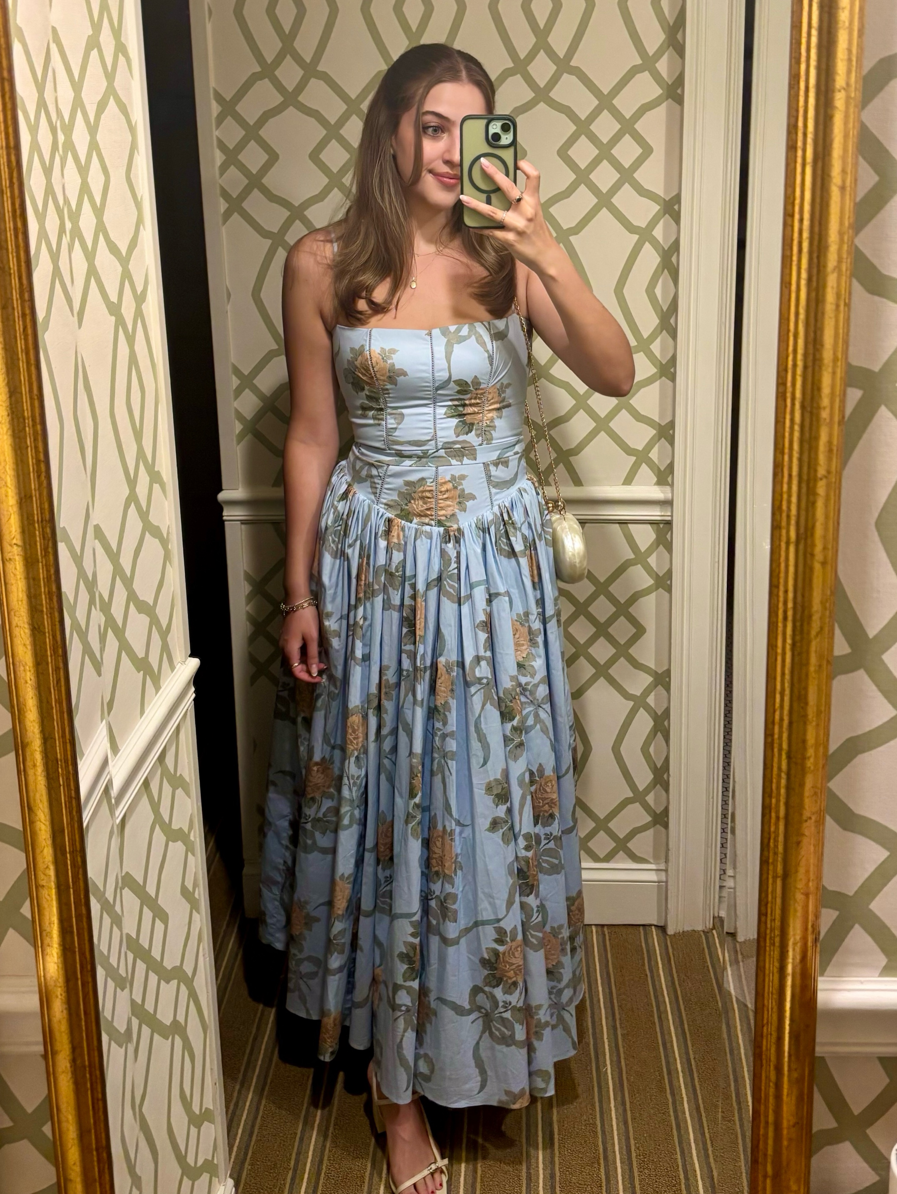 House of CB Ysabella Floral Maxi Sundress in Yellow Blue Vintage Rose